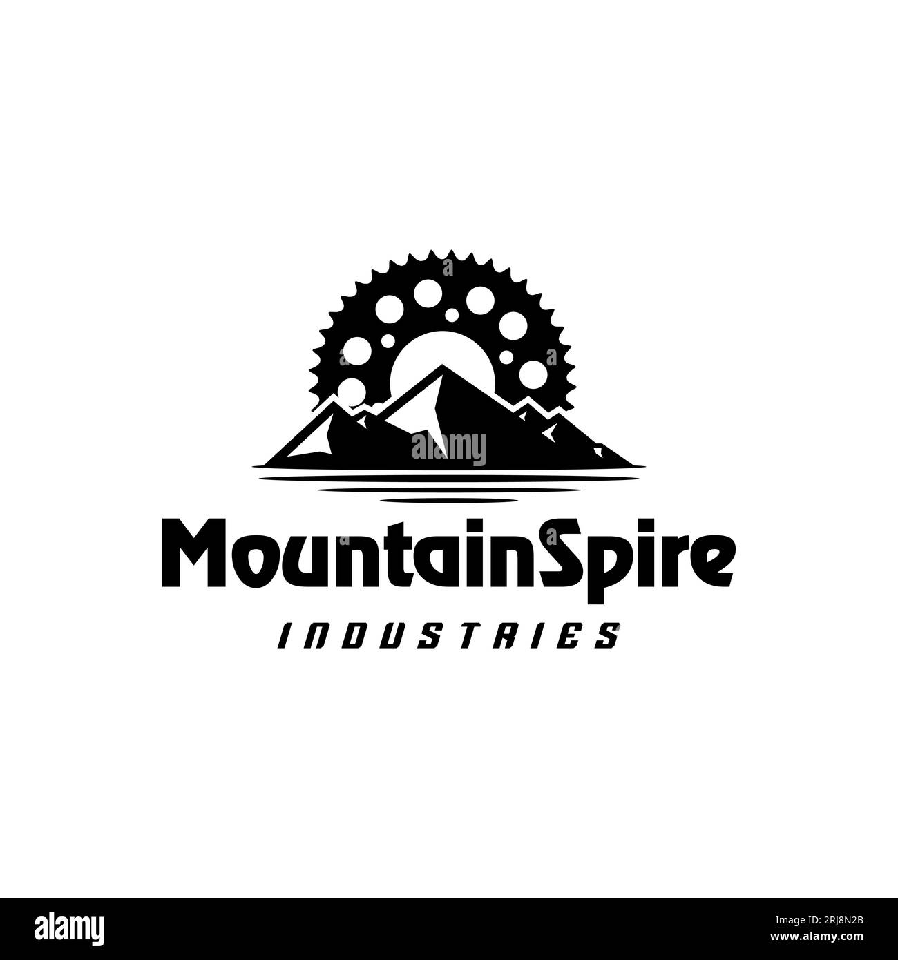 Mountain Cog Gear Logo For ecology energy factory company Stock Vector