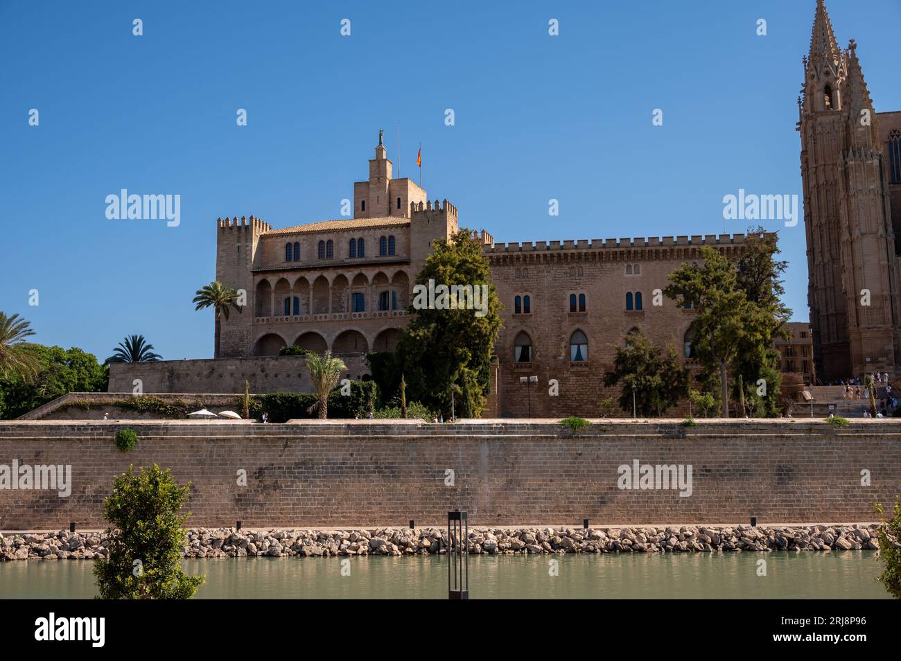 Palma de Mallorca, Spain - July 28, 2023: Amazing gothic cathedral of Santa Maria de Majorica in Palma. Stock Photo