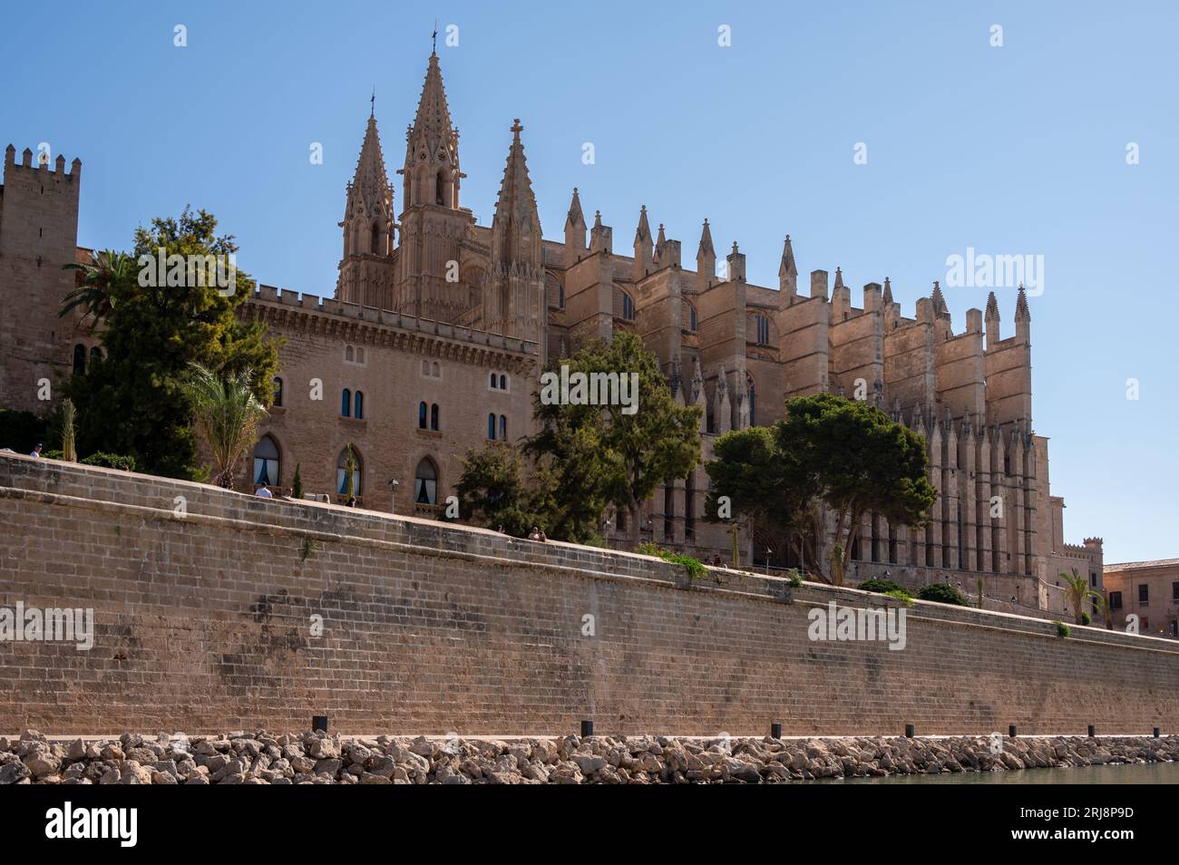 Palma de Mallorca, Spain - July 28, 2023: Amazing gothic cathedral of Santa Maria de Majorica in Palma. Stock Photo