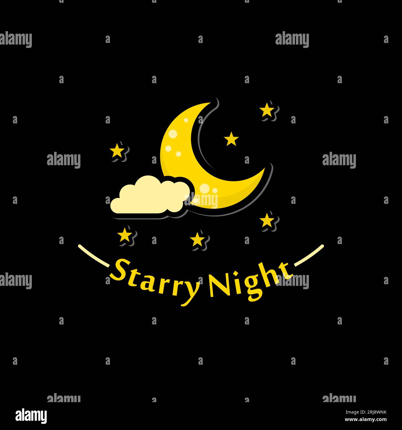 Crescent Moon And Stars For A Starry Night Logo Simple Vector Design Inspiration Stock Vector