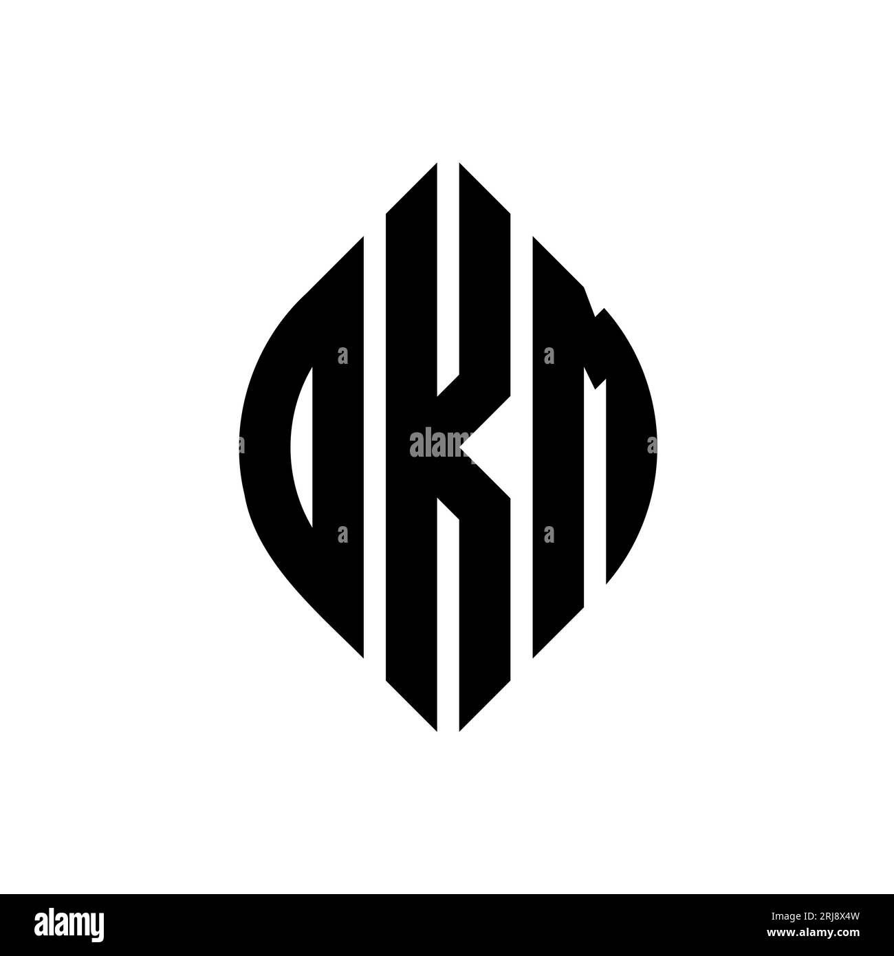 DKM circle letter logo design with circle and ellipse shape. DKM ellipse letters with typographic style. The three initials form a circle logo. DKM Ci Stock Vector