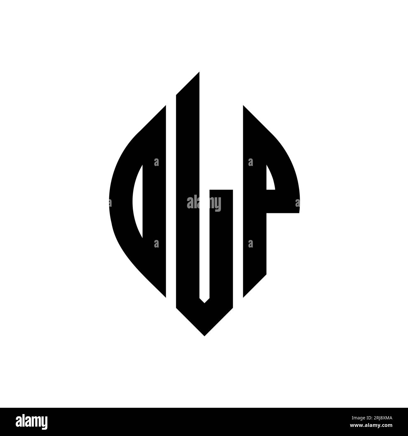 DLP circle letter logo design with circle and ellipse shape. DLP ellipse letters with typographic style. The three initials form a circle logo. DLP Ci Stock Vector