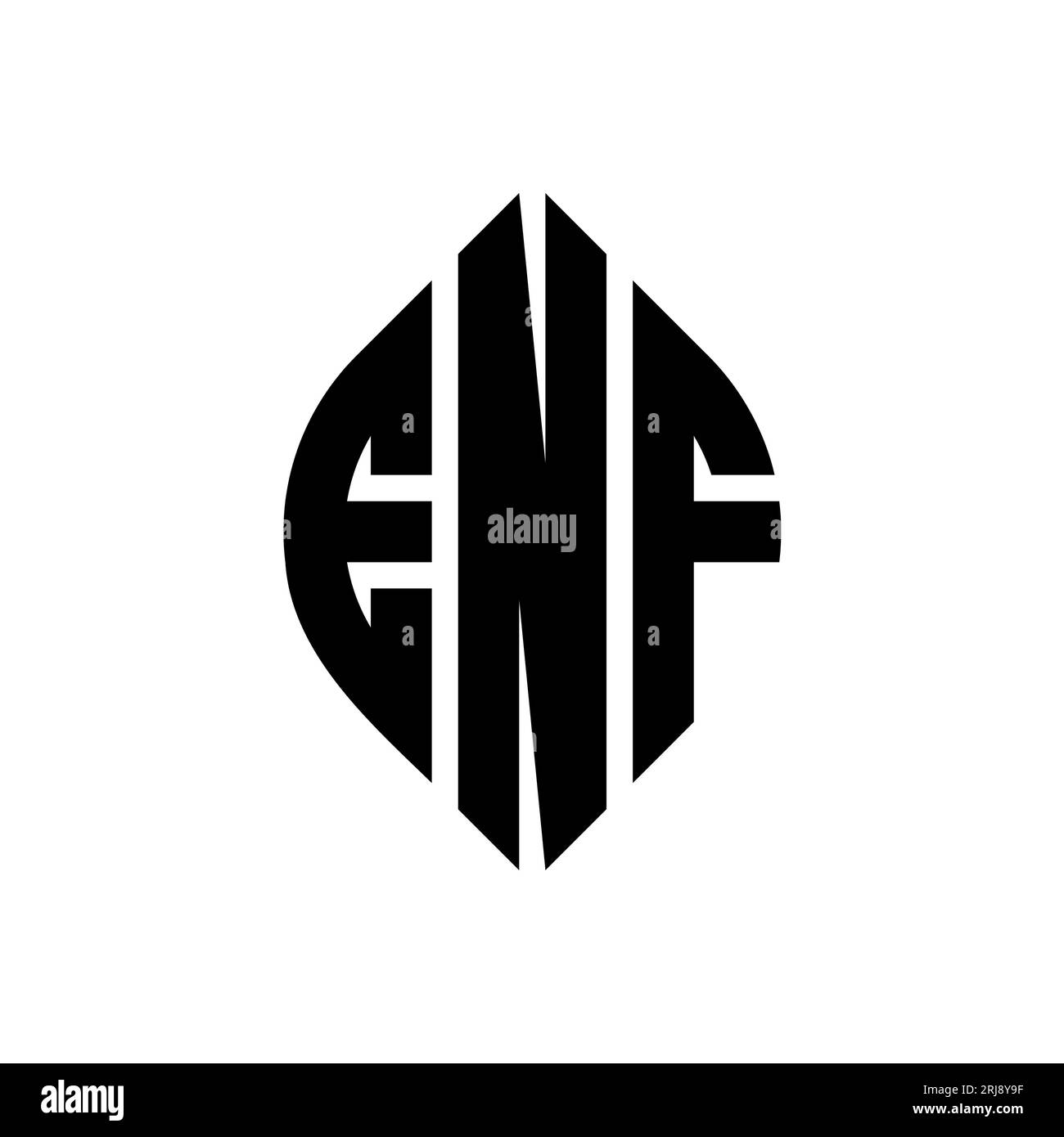 ENF circle letter logo design with circle and ellipse shape. ENF