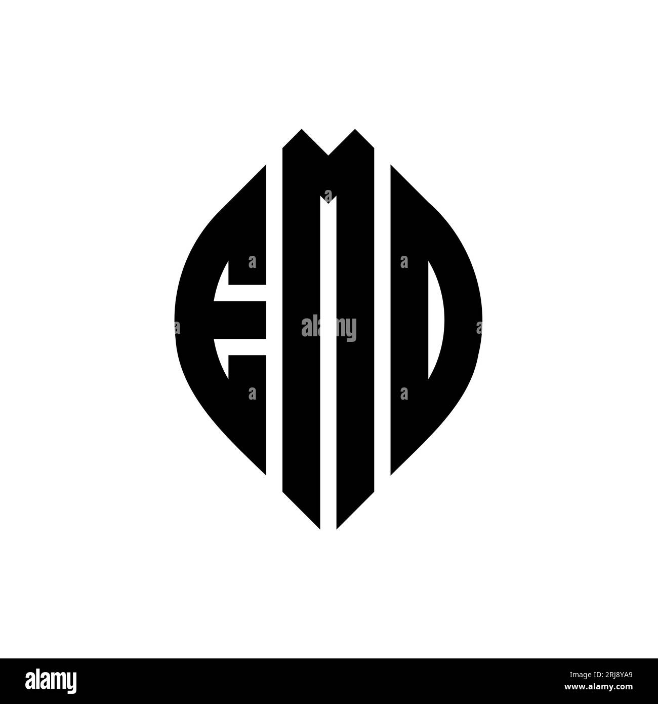 EMO circle letter logo design with circle and ellipse shape. EMO ellipse letters with typographic style. The three initials form a circle logo. EMO Ci Stock Vector