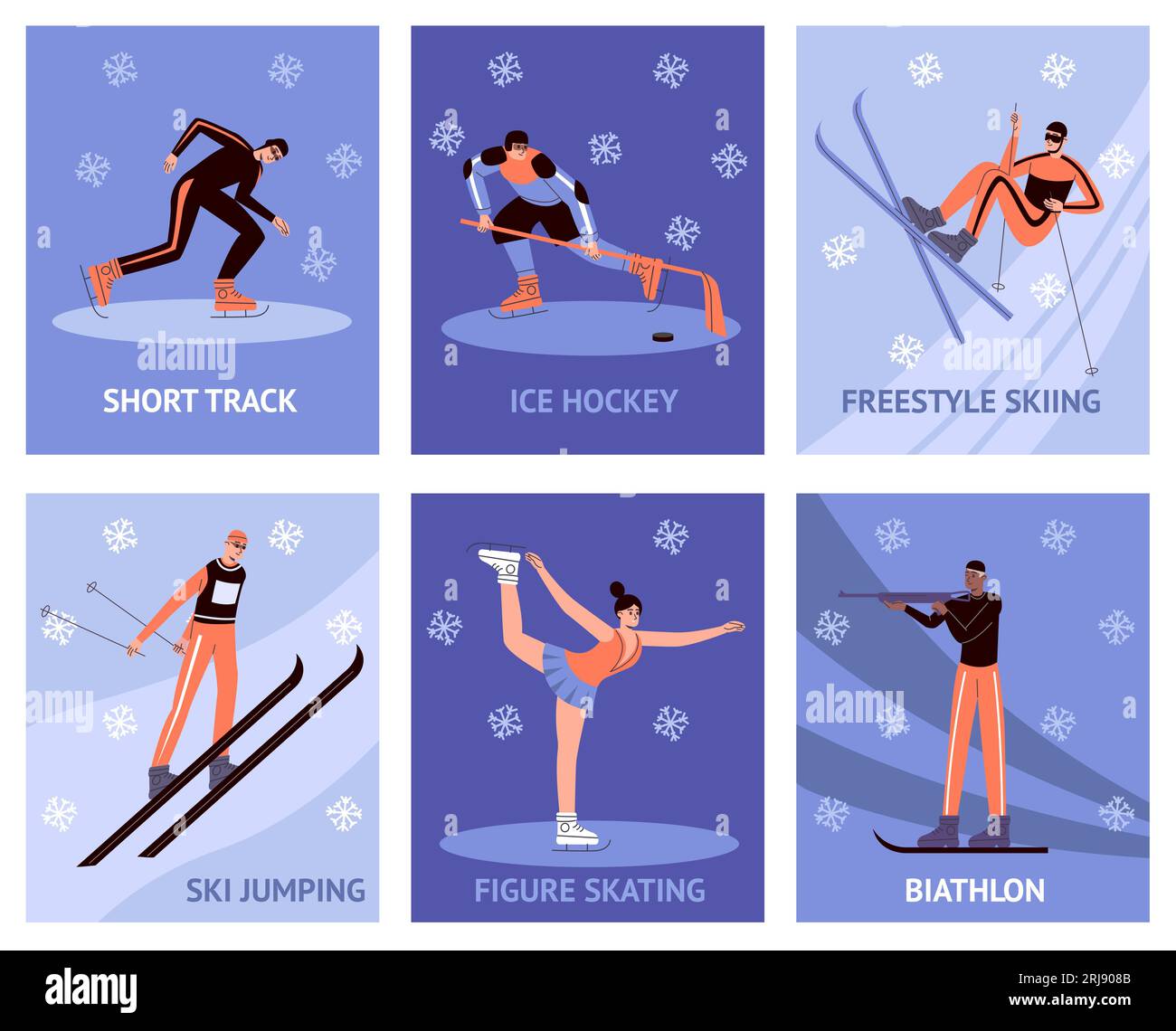 Winter sports people cards. Competitions and Olympic games. Professional  athletes. Ice hockey. Figure skating. Biathlon and freestyle skiing. Short  Stock Vector Image & Art - Alamy