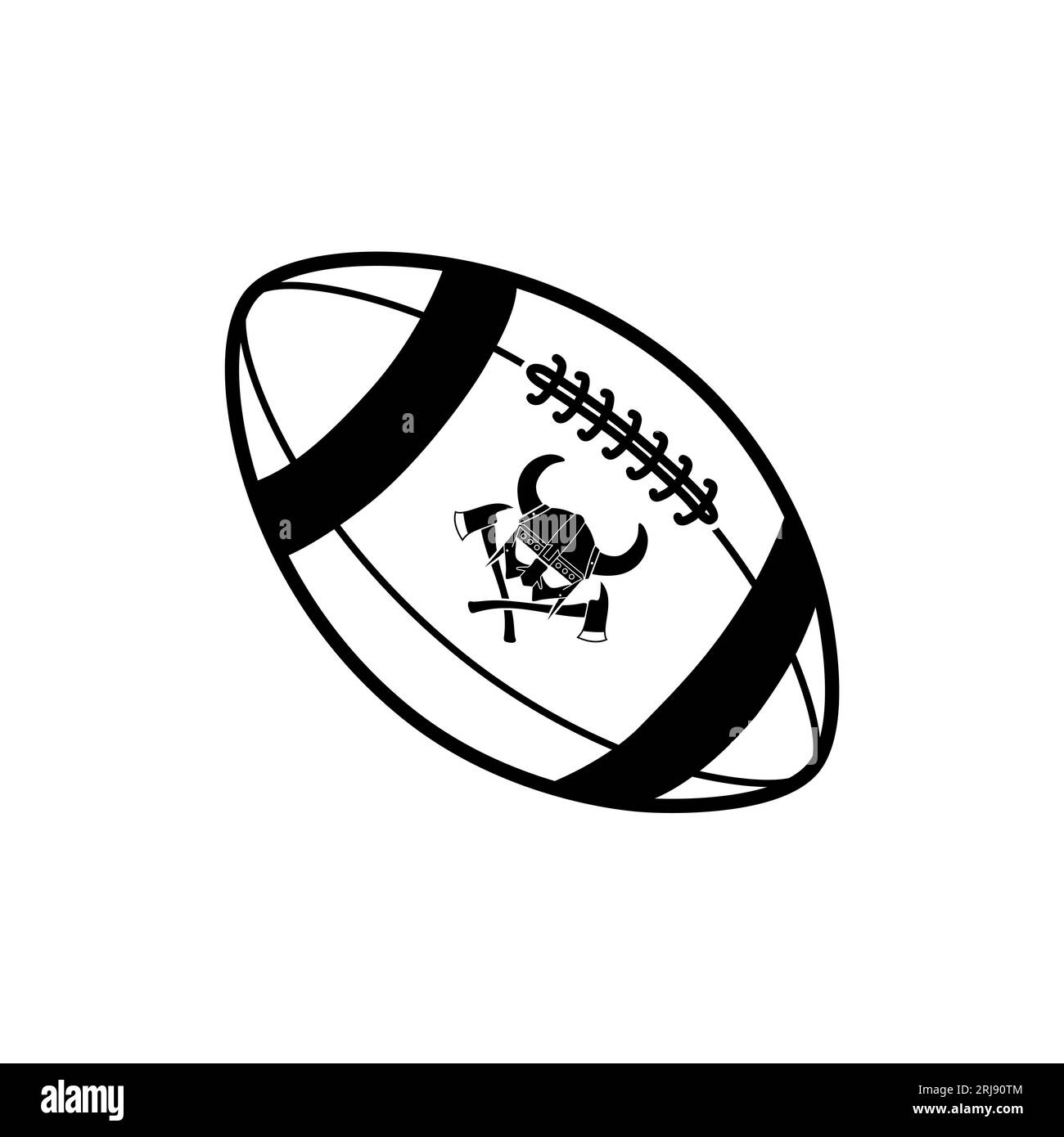 American football ball illustration with viking helmet icon vector design Stock Vector