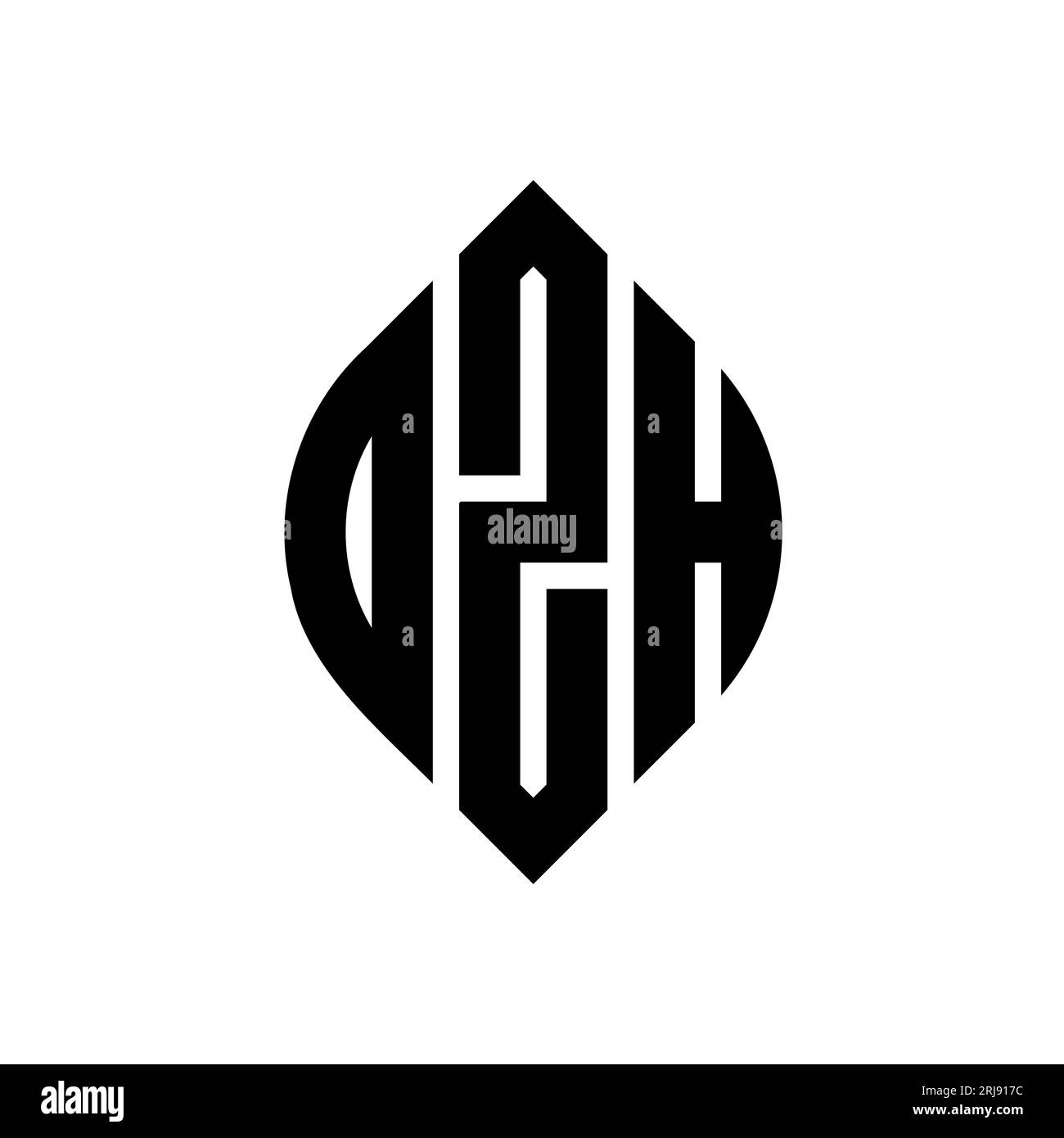 DZH circle letter logo design with circle and ellipse shape. DZH ...