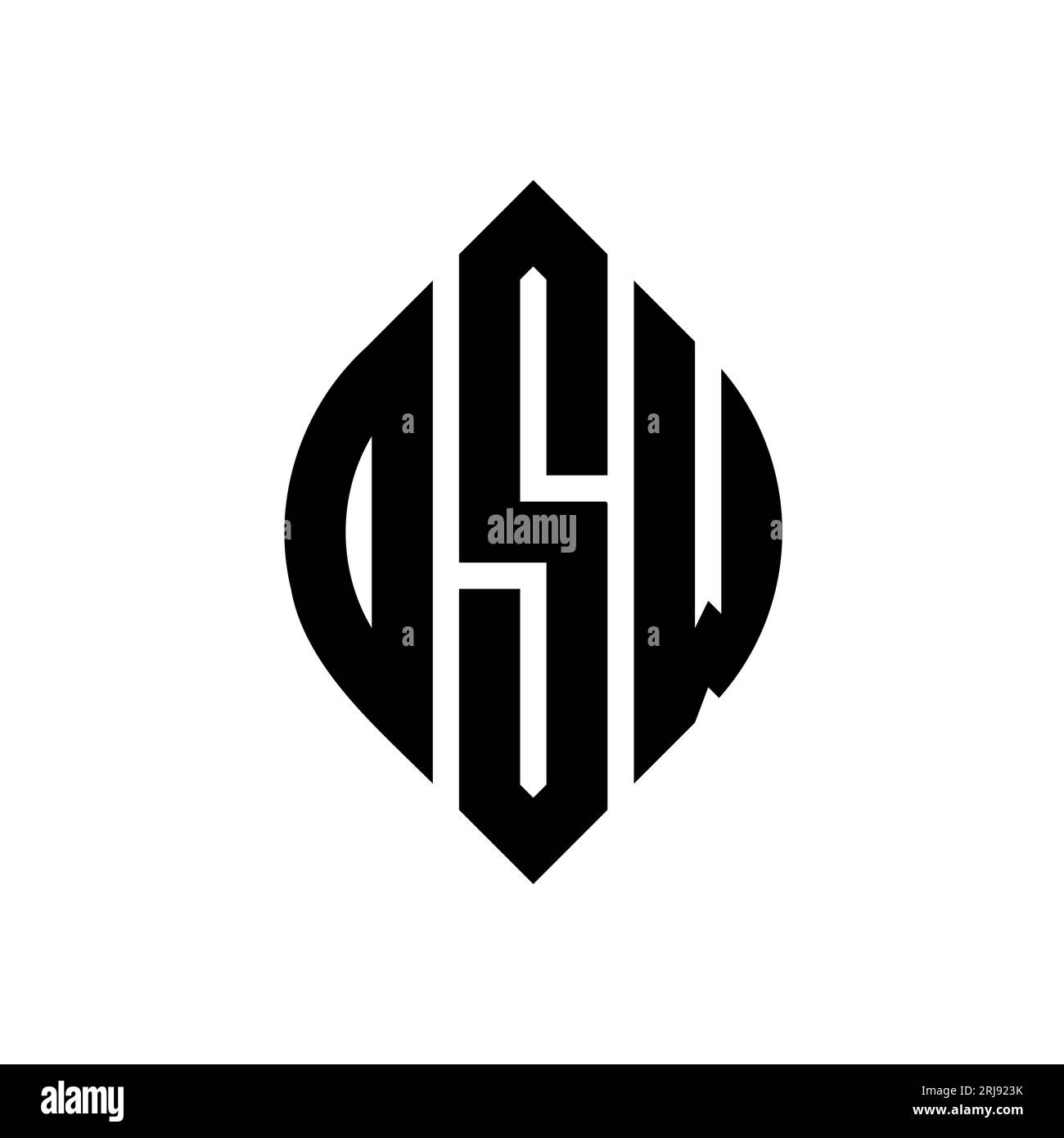 DSW circle letter logo design with circle and ellipse shape. DSW ellipse letters with typographic style. The three initials form a circle logo. DSW Ci Stock Vector