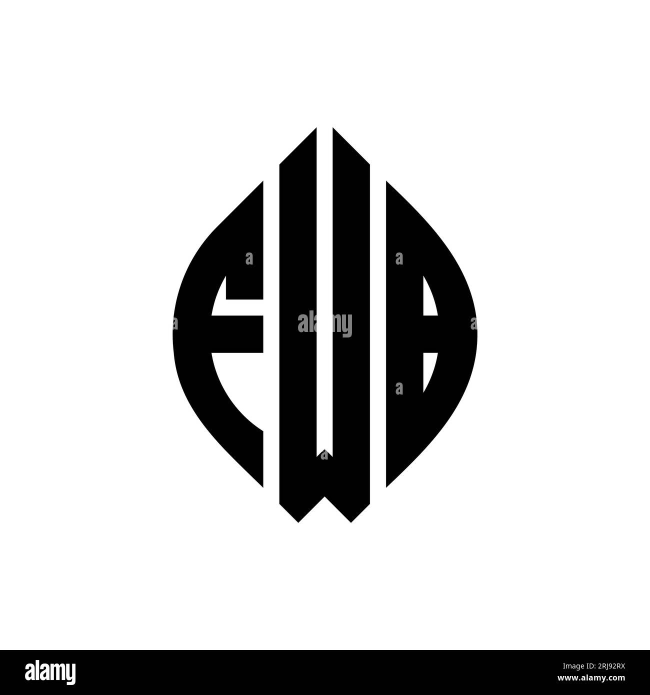 FWB circle letter logo design with circle and ellipse shape. FWB ellipse letters with typographic style. The three initials form a circle logo. FWB Ci Stock Vector