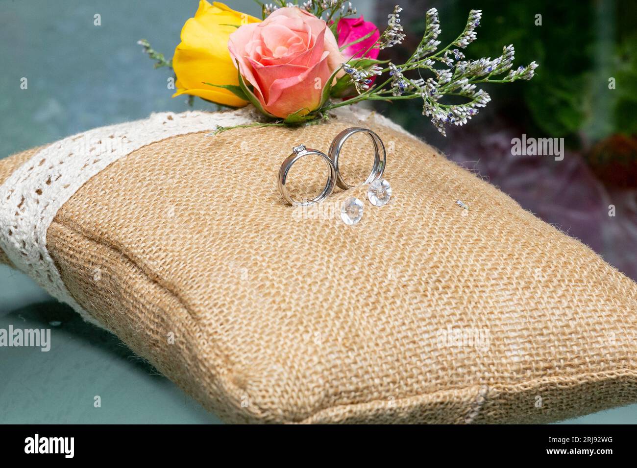 Gold wedding rings symbol of love and family stock photo alamy