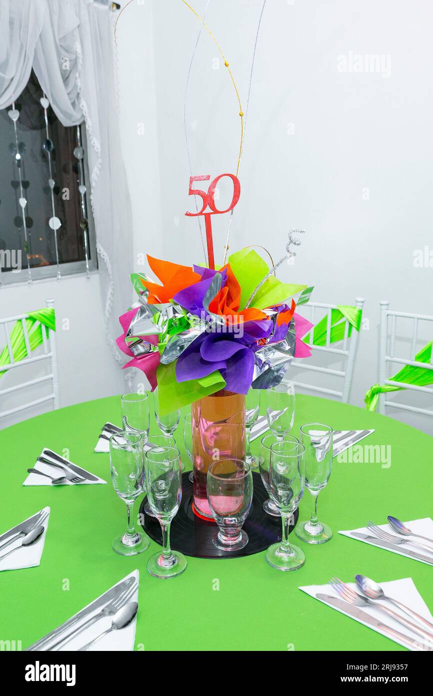 Decoration Of Social Events; Centerpiece Made With Different Flowers