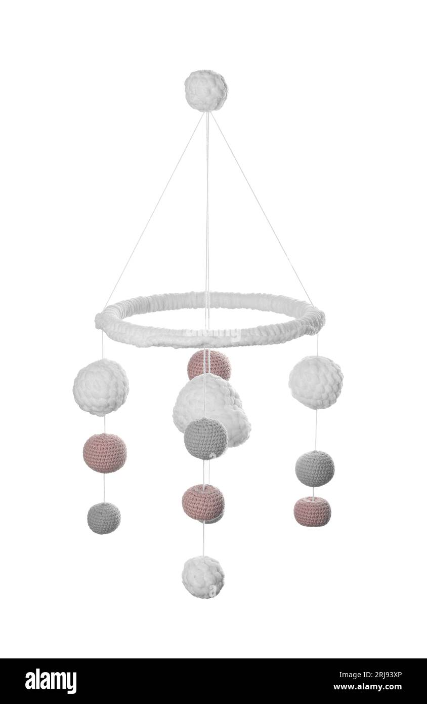 Cute baby crib mobile isolated on white Stock Photo Alamy