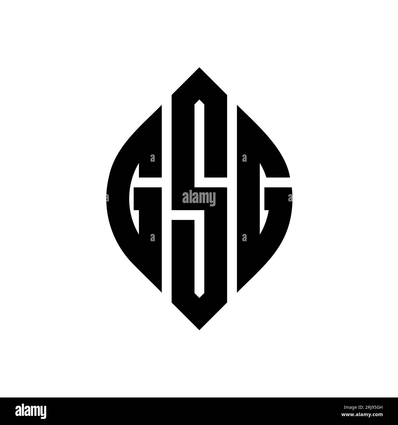 GSG circle letter logo design with circle and ellipse shape. GSG ellipse letters with typographic style. The three initials form a circle logo. GSG Ci Stock Vector