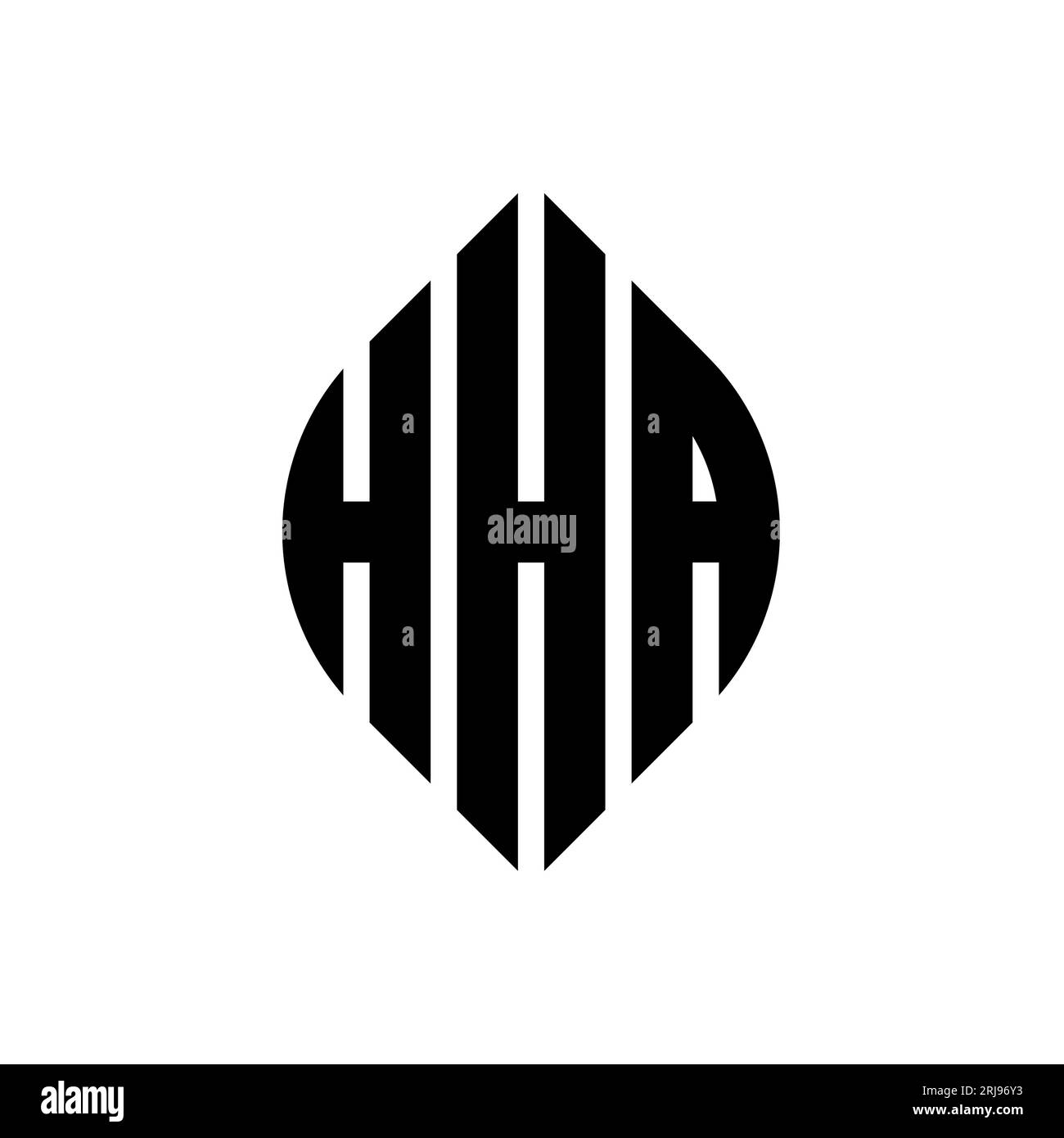 HHA circle letter logo design with circle and ellipse shape. HHA ellipse letters with typographic style. The three initials form a circle logo. HHA Ci Stock Vector