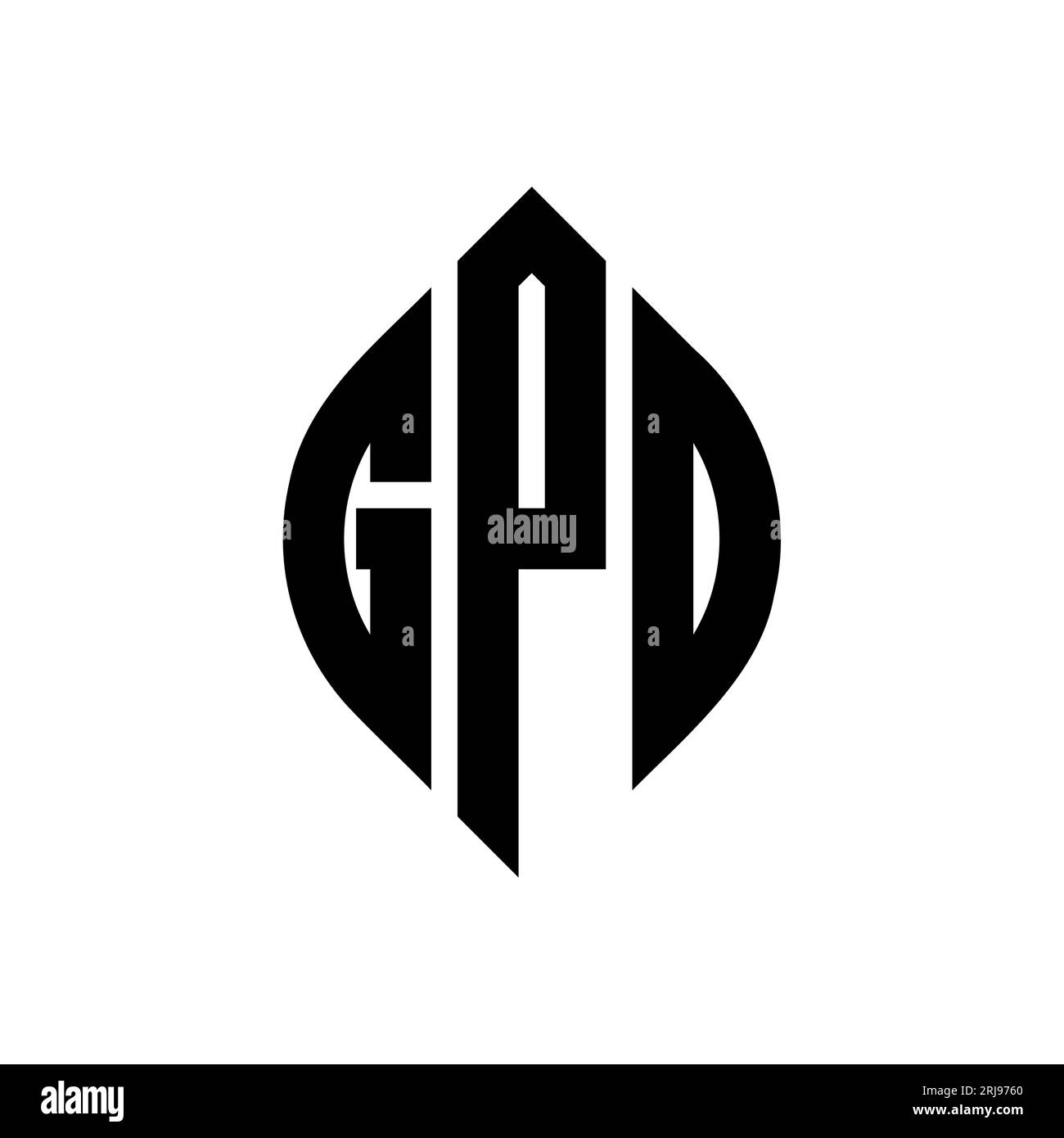 GPO circle letter logo design with circle and ellipse shape. GPO ...