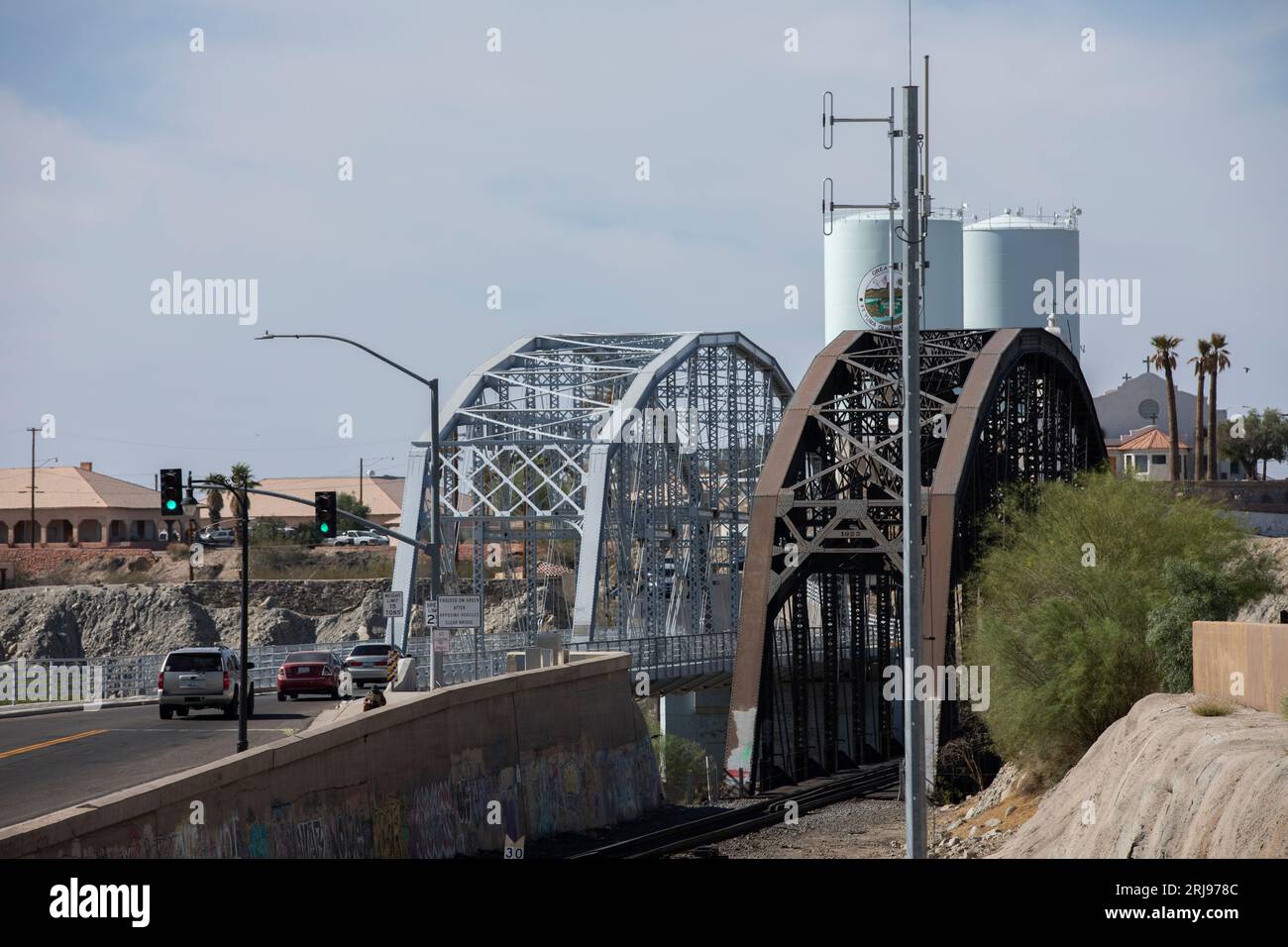 Yuma, Arizona, USA - May 27, 2022: Afternoon traffic passes over the Ocean to Ocean Highway Bridge. Stock Photo