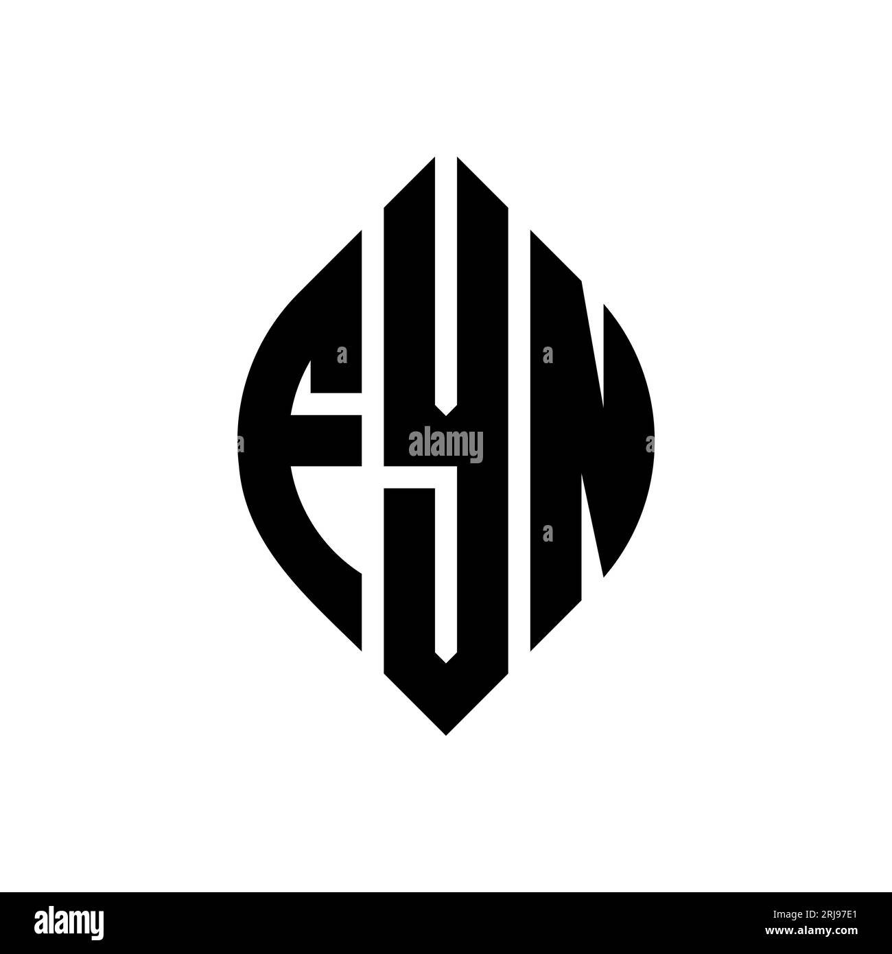 FYN circle letter logo design with circle and ellipse shape. FYN