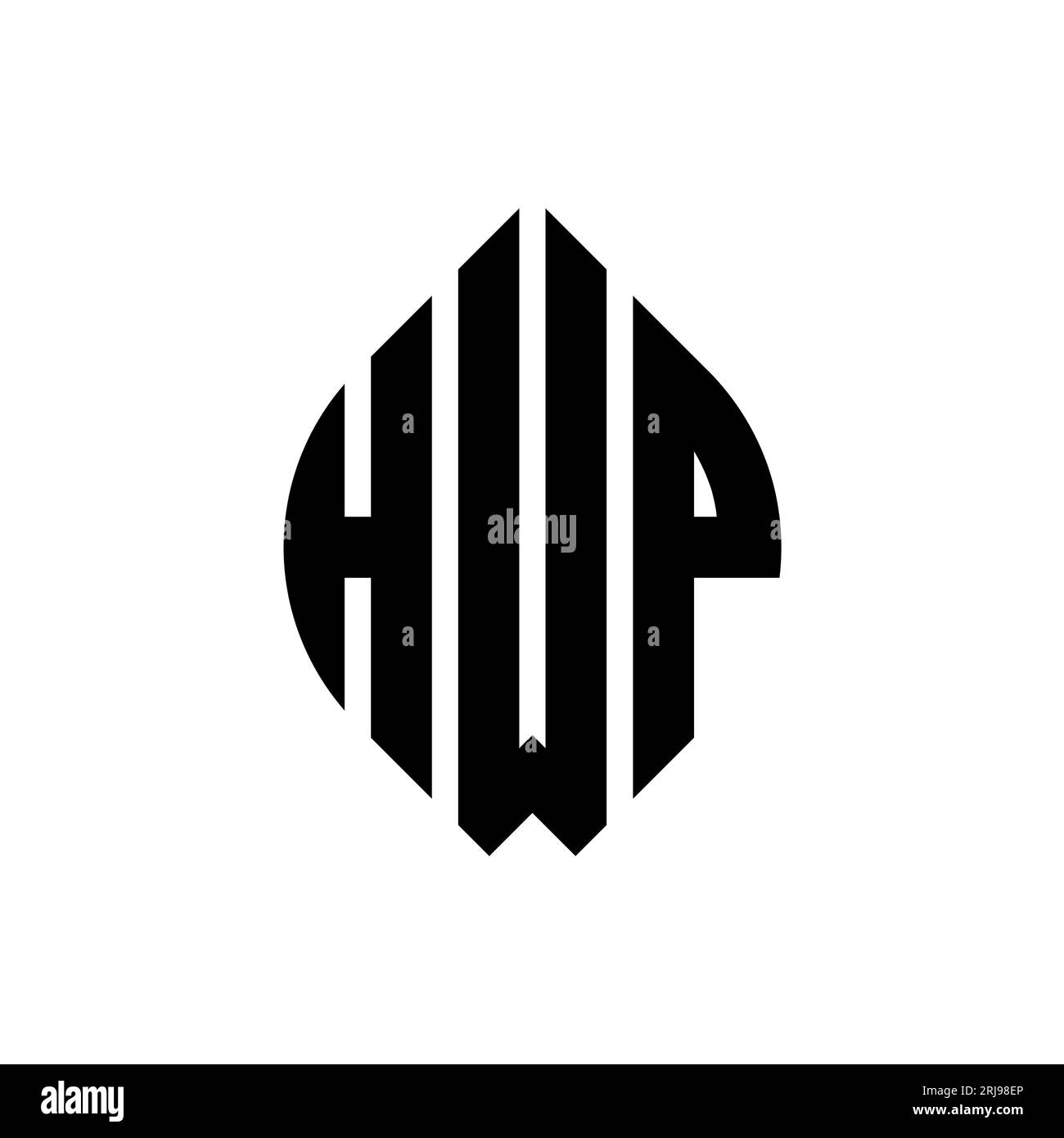 HWP circle letter logo design with circle and ellipse shape. HWP ellipse letters with typographic style. The three initials form a circle logo. HWP Ci Stock Vector