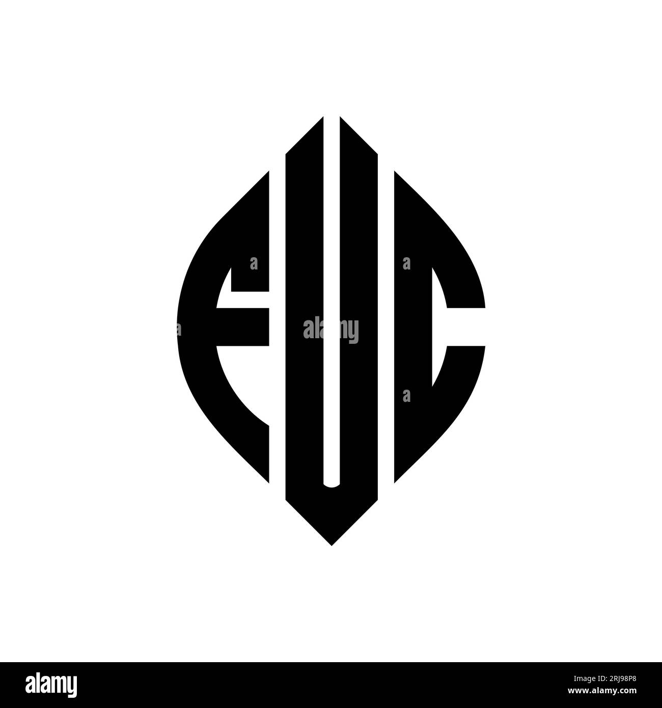FUC circle letter logo design with circle and ellipse shape. FUC ellipse letters with typographic style. The three initials form a circle logo. FUC Ci Stock Vector