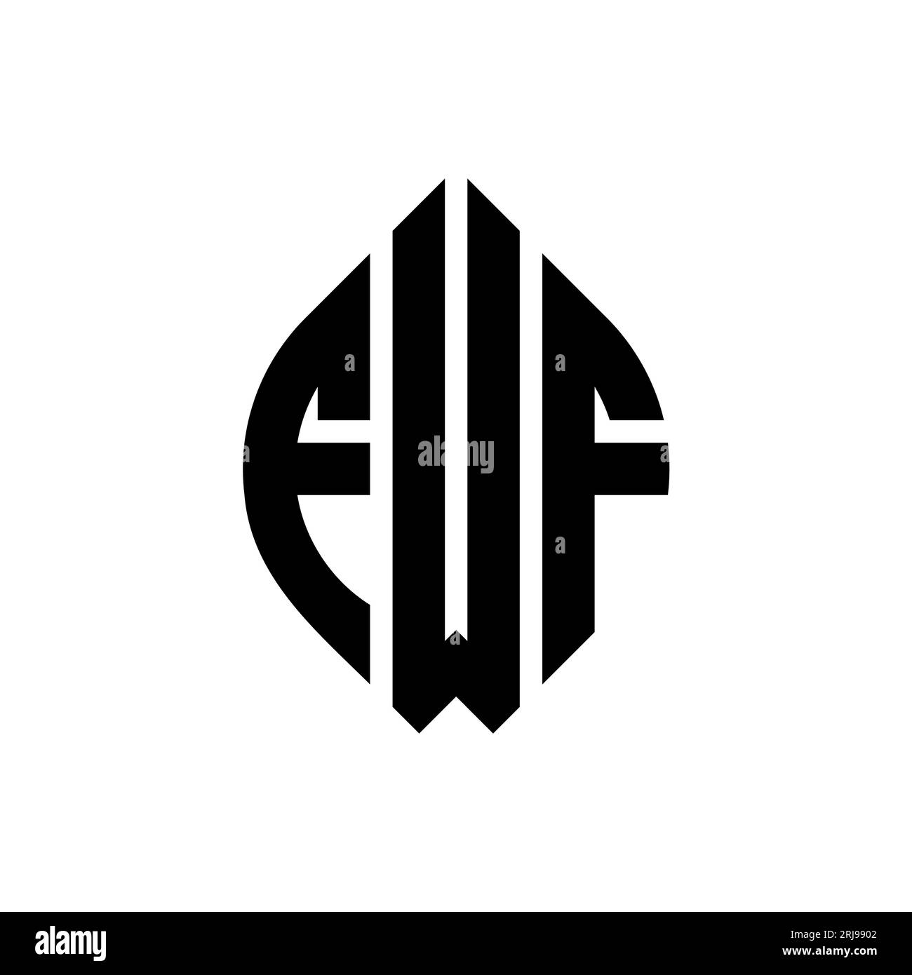 FWF circle letter logo design with circle and ellipse shape. FWF ellipse letters with typographic style. The three initials form a circle logo. FWF Ci Stock Vector