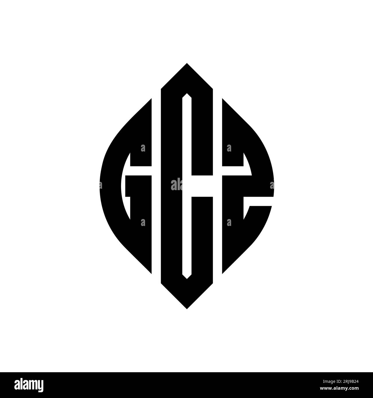 GCZ circle letter logo design with circle and ellipse shape. GCZ ellipse letters with typographic style. The three initials form a circle logo. GCZ Ci Stock Vector
