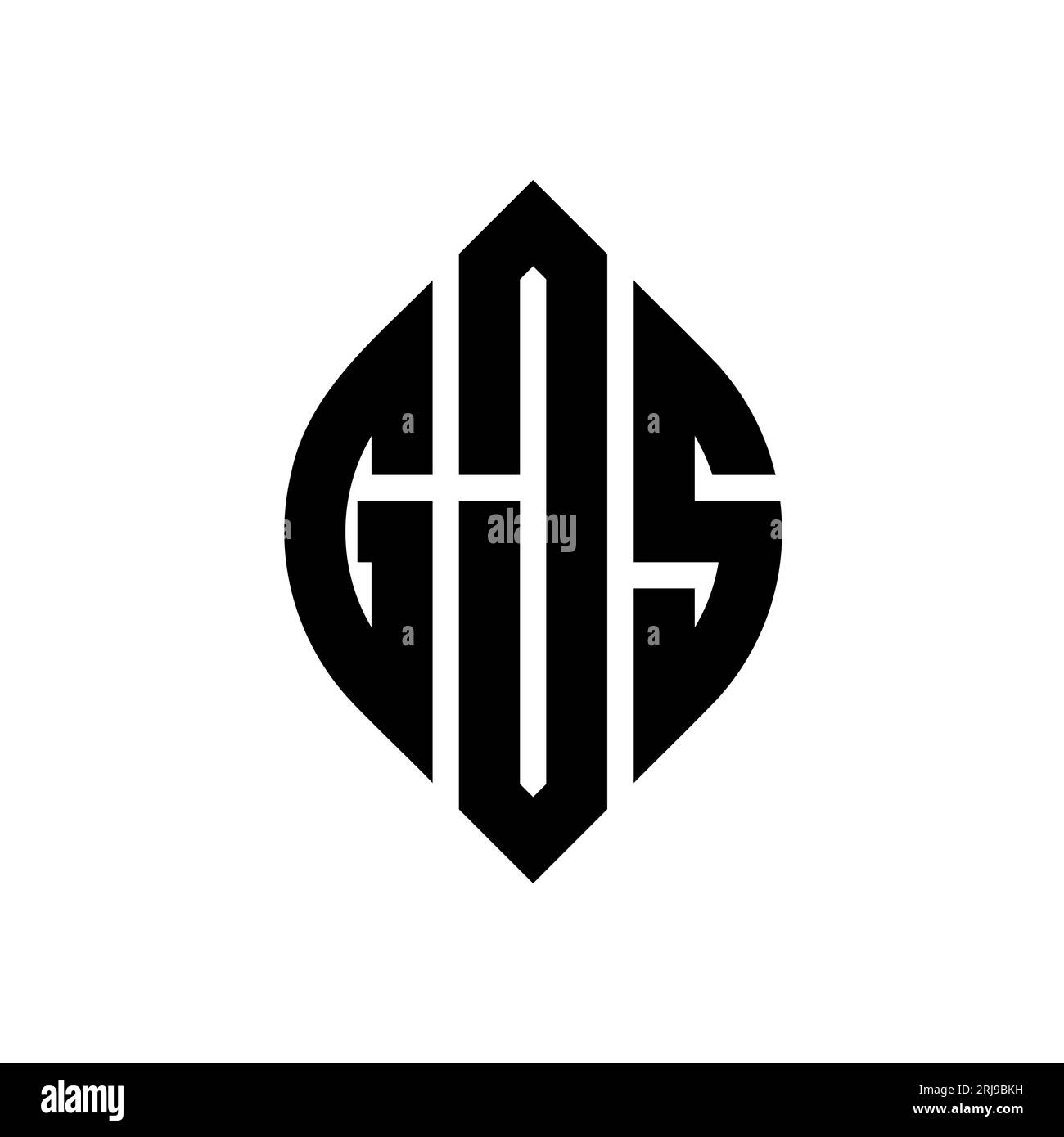 GJS circle letter logo design with circle and ellipse shape. GJS ellipse letters with typographic style. The three initials form a circle logo. GJS Ci Stock Vector