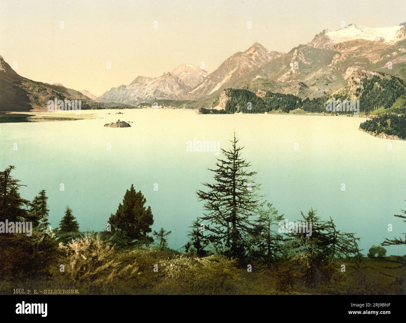 Lake Sils, Maloja, Upper Engadin, Grisons, Graubünden, Switzerland 1890. Stock Photo