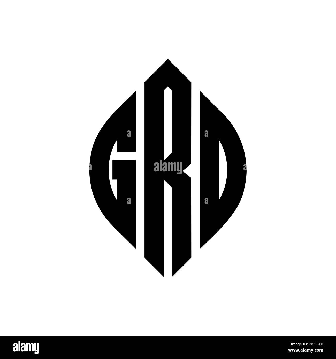 GRD circle letter logo design with circle and ellipse shape. GRD ellipse letters with typographic style. The three initials form a circle logo. GRD Ci Stock Vector