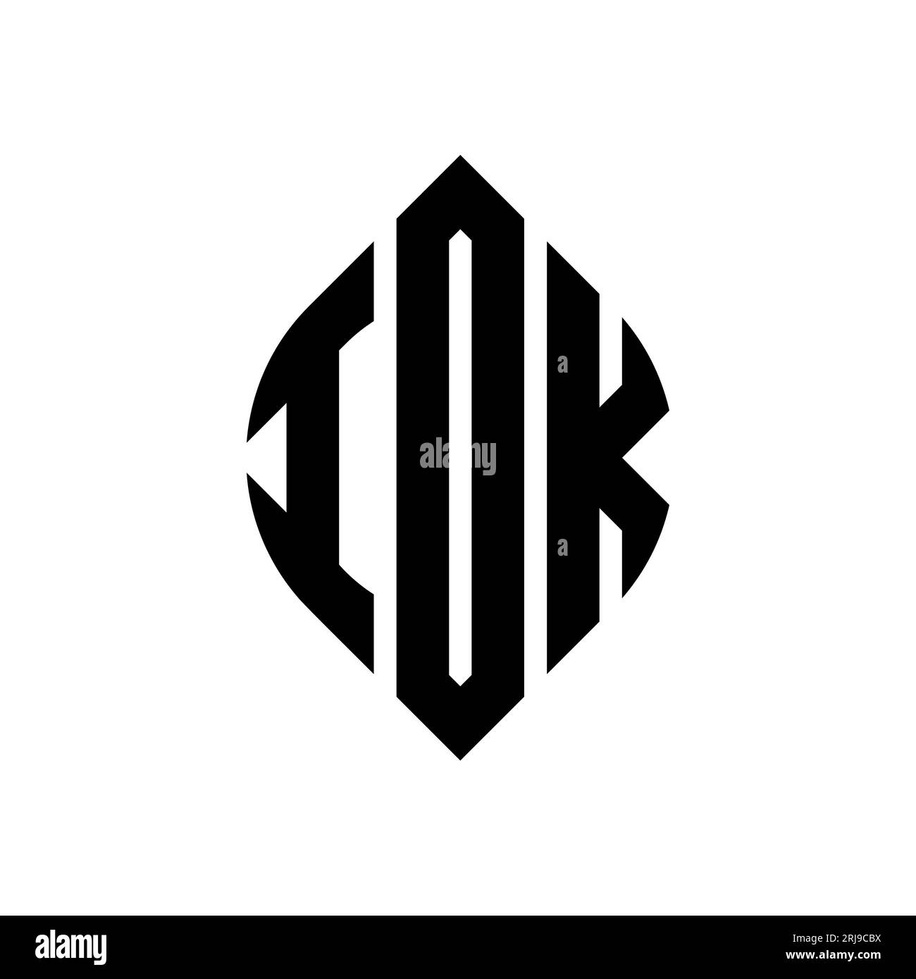 IOK circle letter logo design with circle and ellipse shape. IOK ellipse letters with typographic style. The three initials form a circle logo. IOK Ci Stock Vector