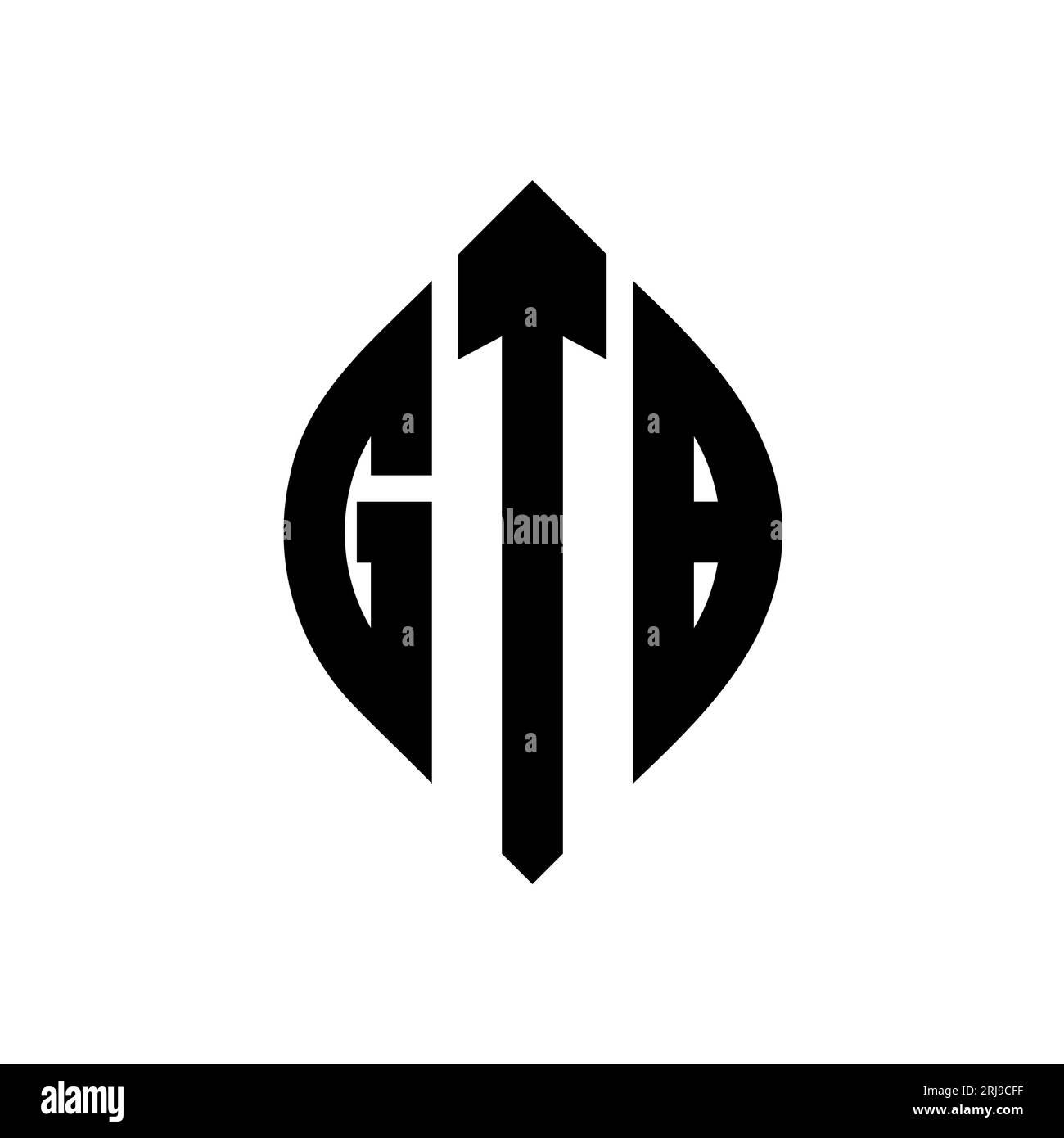 GTB circle letter logo design with circle and ellipse shape. GTB