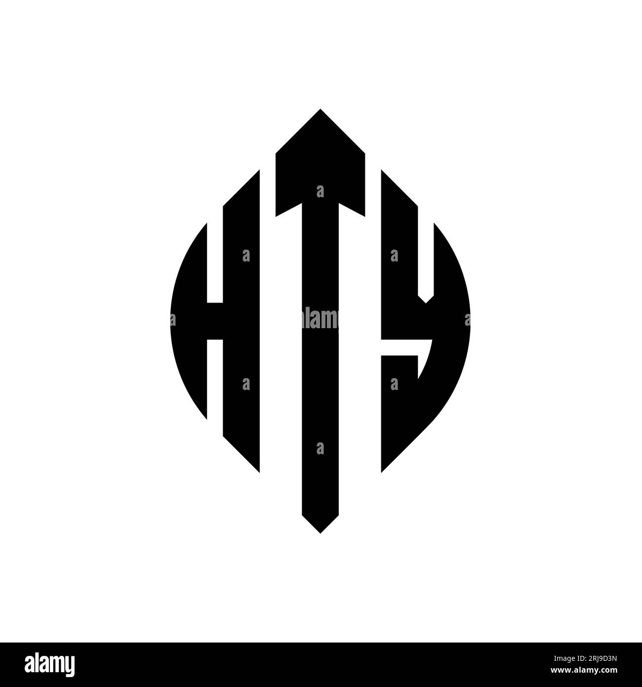 HTY circle letter logo design with circle and ellipse shape. HTY ...