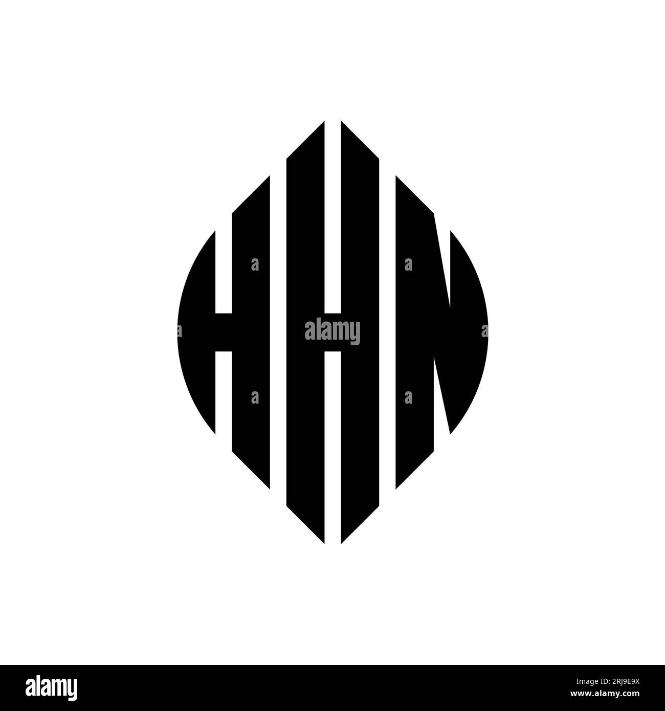 HHN circle letter logo design with circle and ellipse shape. HHN