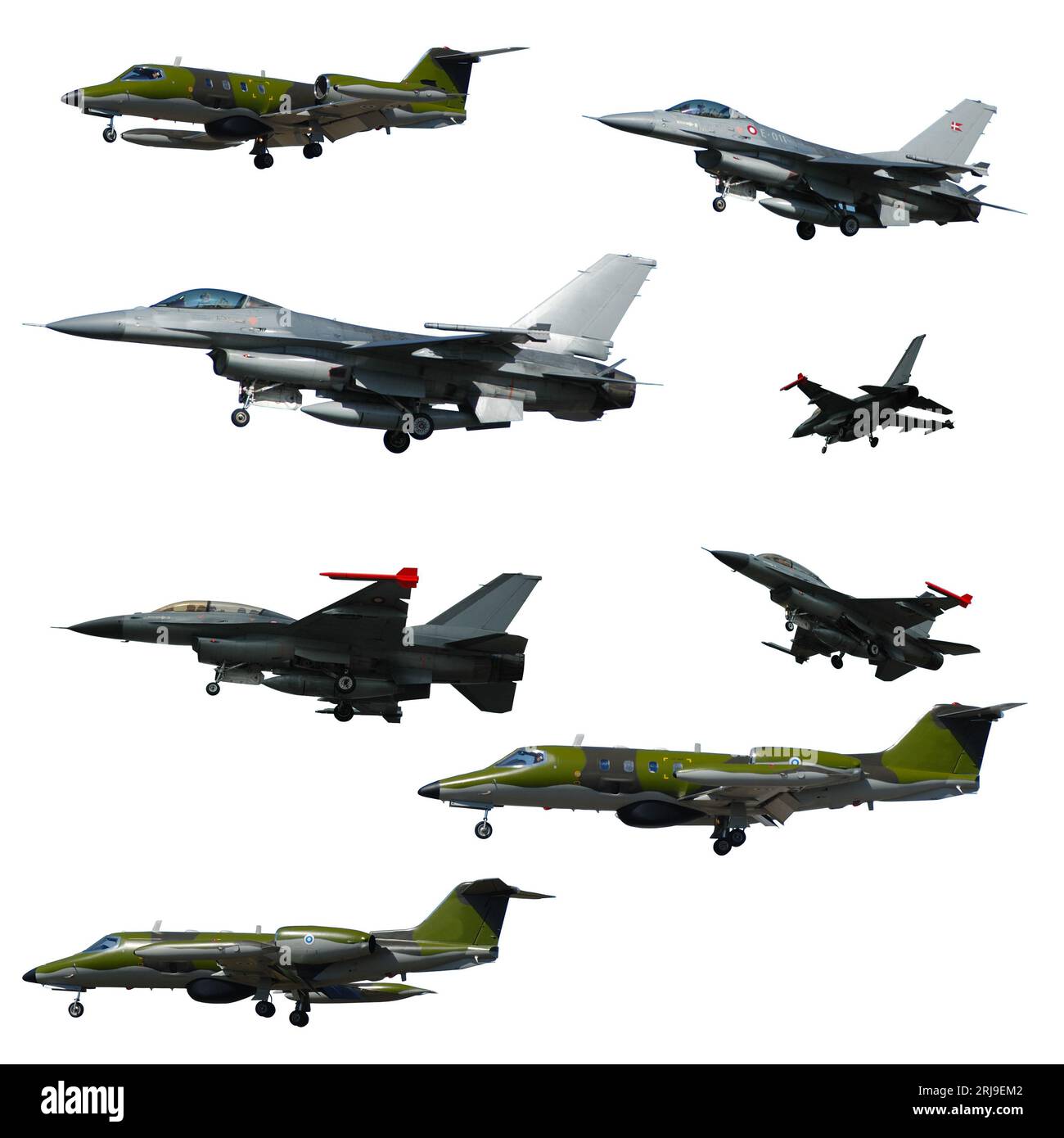 Collection with many war planes on a clean white background. 3500 x 3500 pixels Stock Photo