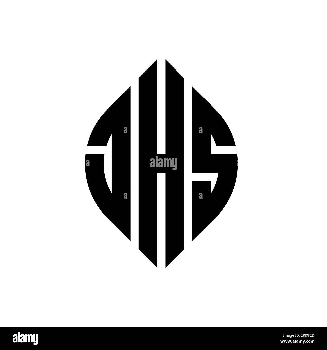 JHS circle letter logo design with circle and ellipse shape. JHS