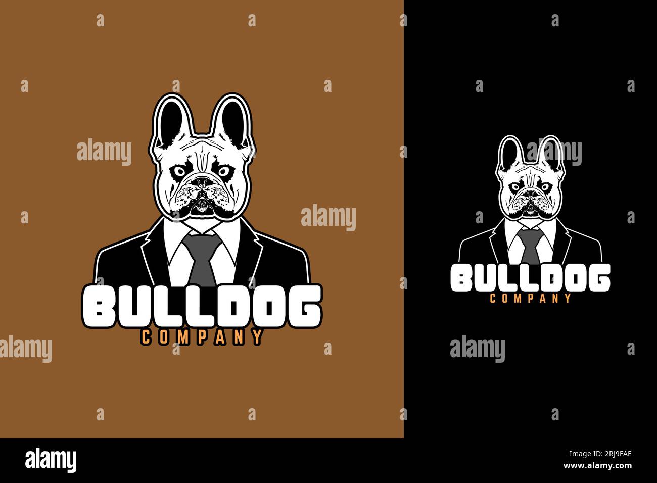 Bulldog Businessman Logo Design Inspiration Stock Vector