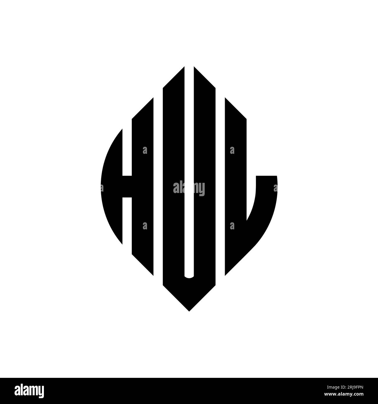 HUL circle letter logo design with circle and ellipse shape. HUL