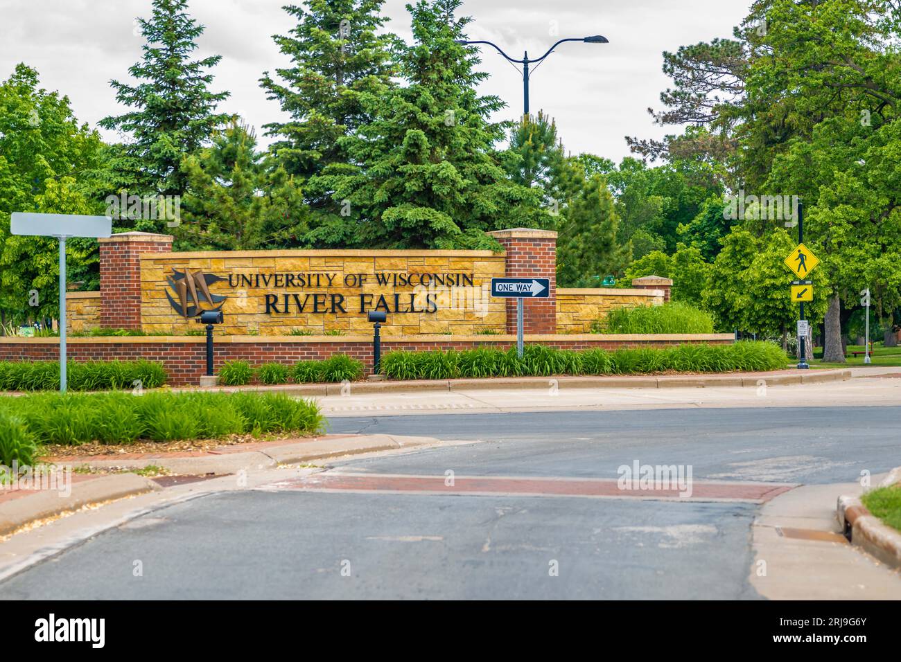 River Falls, WI, USA - June 5, 2022: The University of Wisconsin River Falls Stock Photo