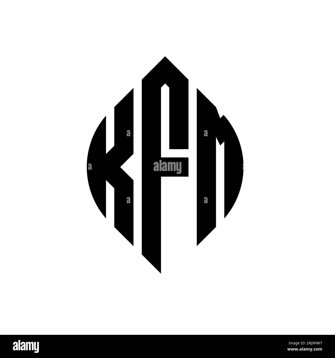KFM circle letter logo design with circle and ellipse shape. KFM