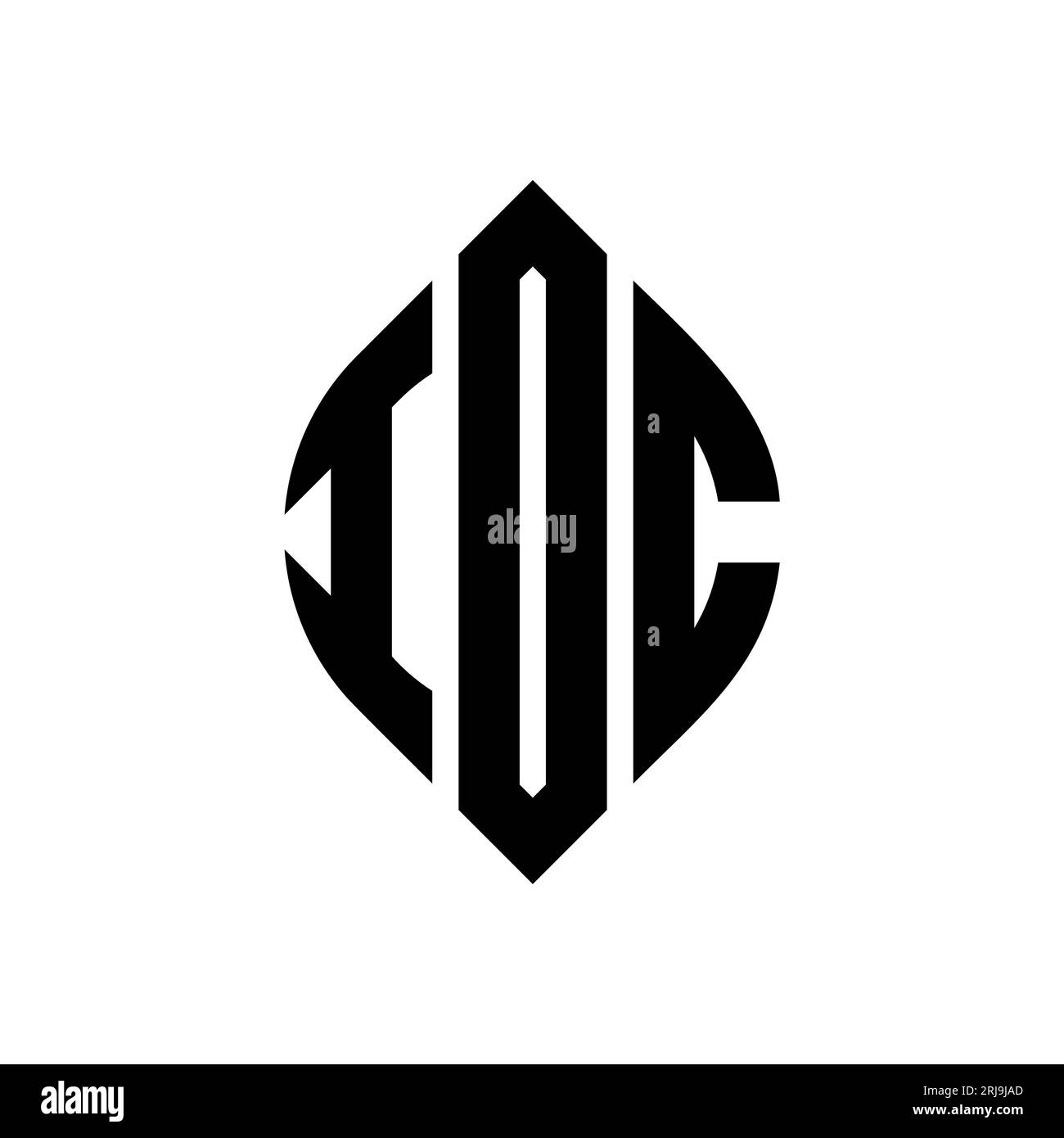 IOC circle letter logo design with circle and ellipse shape. IOC ellipse letters with typographic style. The three initials form a circle logo. IOC Ci Stock Vector