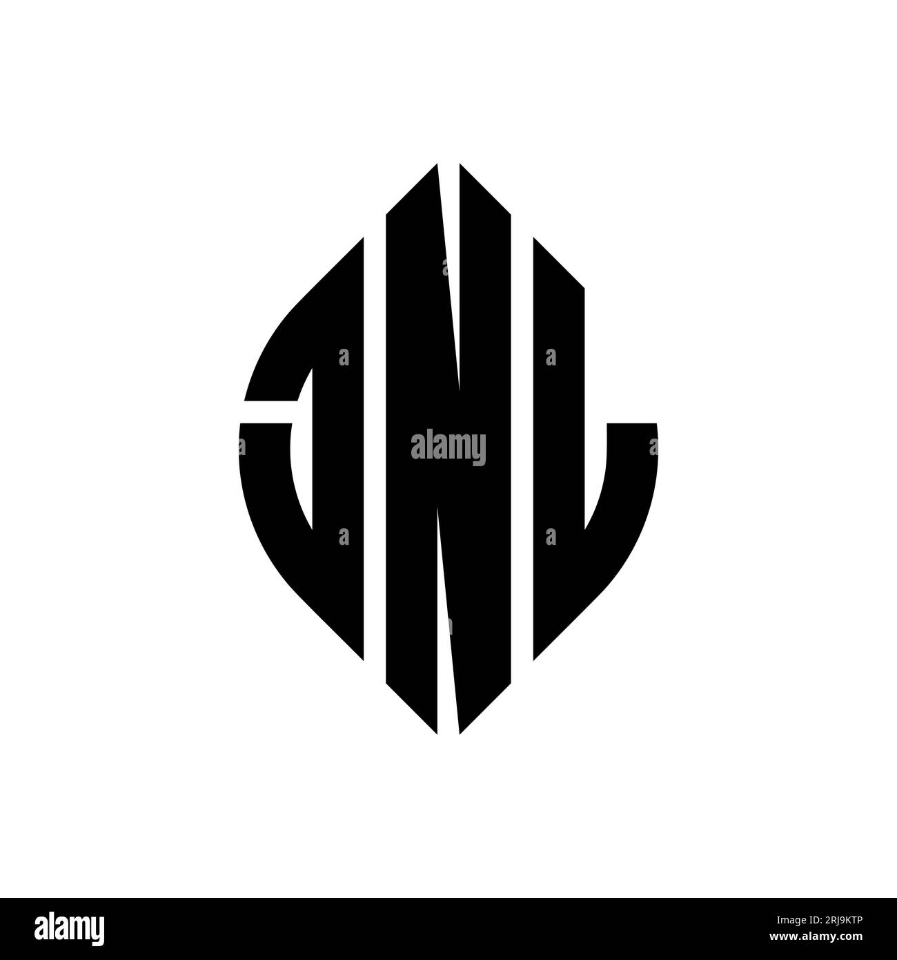 JNL circle letter logo design with circle and ellipse shape. JNL