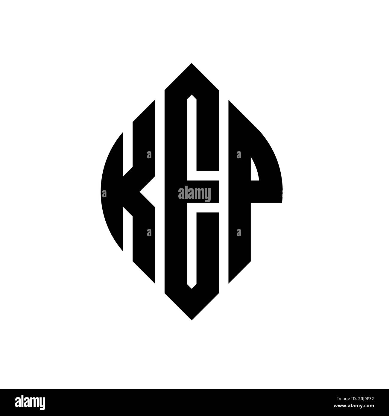 KEP circle letter logo design with circle and ellipse shape. KEP