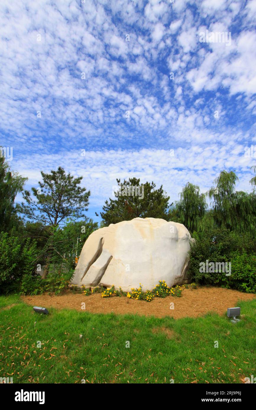 rocks and landscape in a botanical garden, in the north of China Stock ...