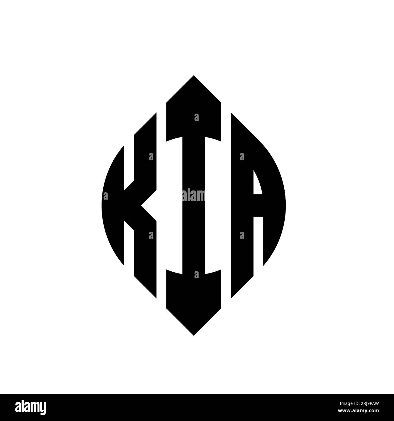 KIA circle letter logo design with circle and ellipse shape. KIA ellipse letters with typographic style. The three initials form a circle logo. KIA Ci Stock Vector