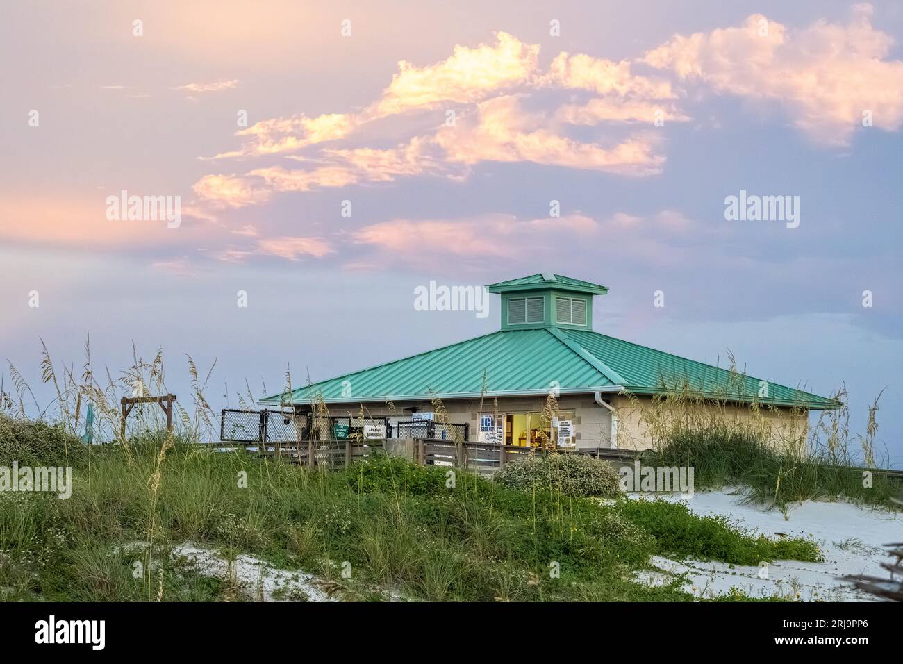 Jacksonville Beach Pier at sunset in Jacksonville Beach, Florida. (USA) Stock Photo
