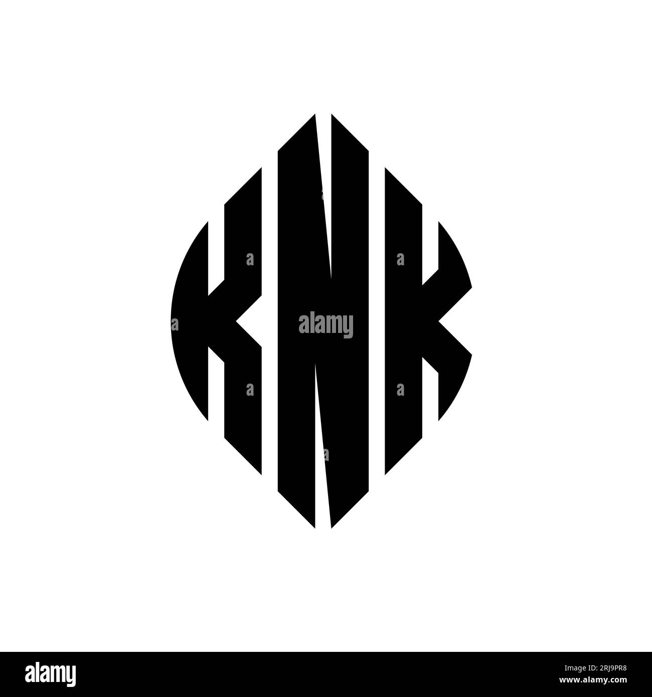 KNK circle letter logo design with circle and ellipse shape. KNK