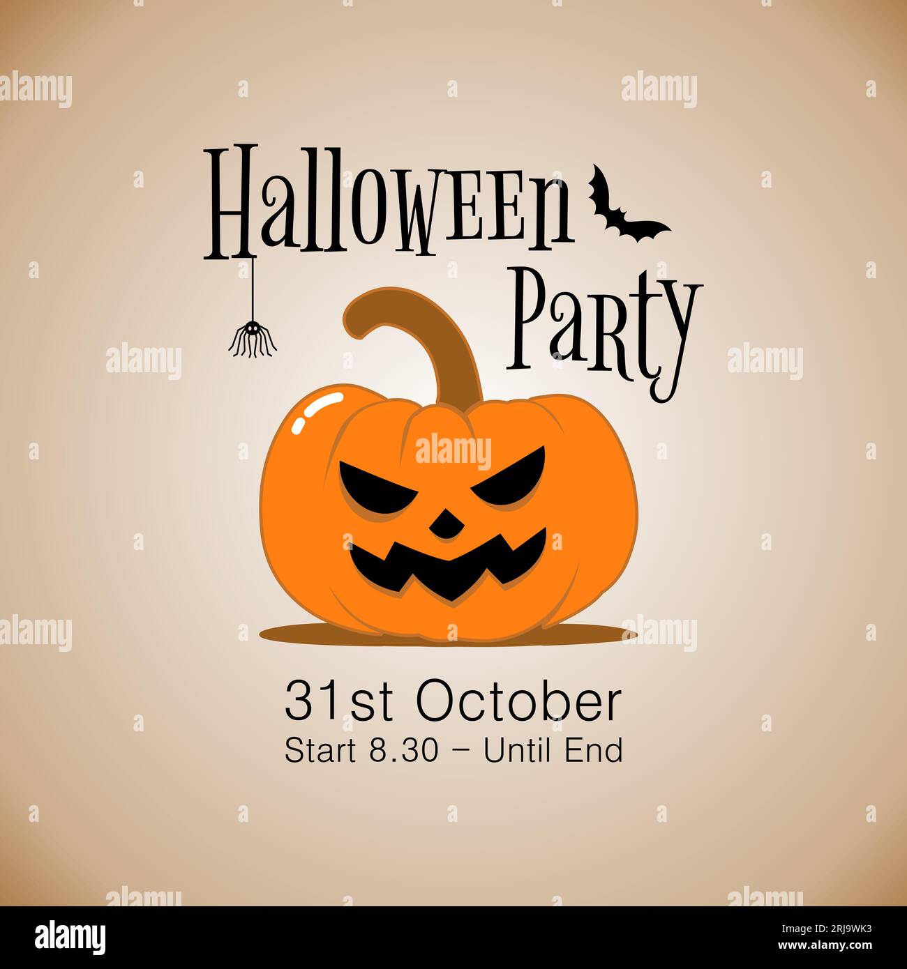 Happy Halloween party invitation card with spooky pumpkin. Vector Design Stock Vector