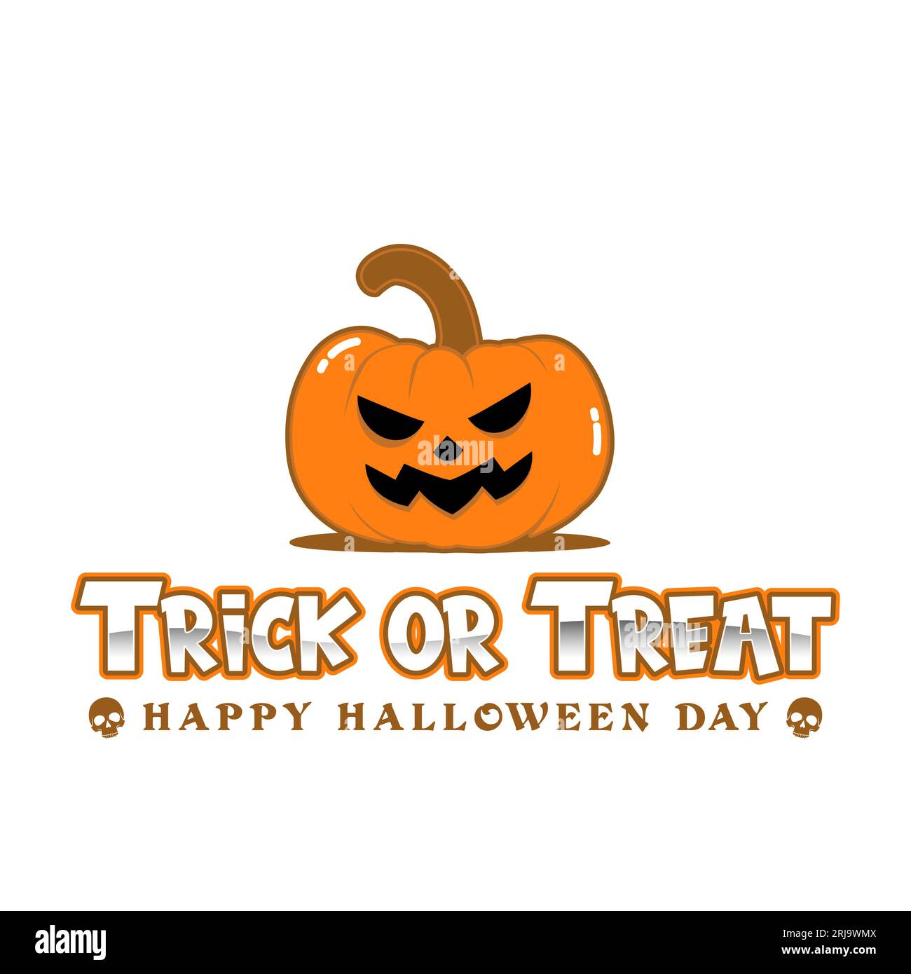 Trick or Treat text with Scary Pumpkin Vector Design, Trick Or Treat Typography For Halloween Day Stock Vector