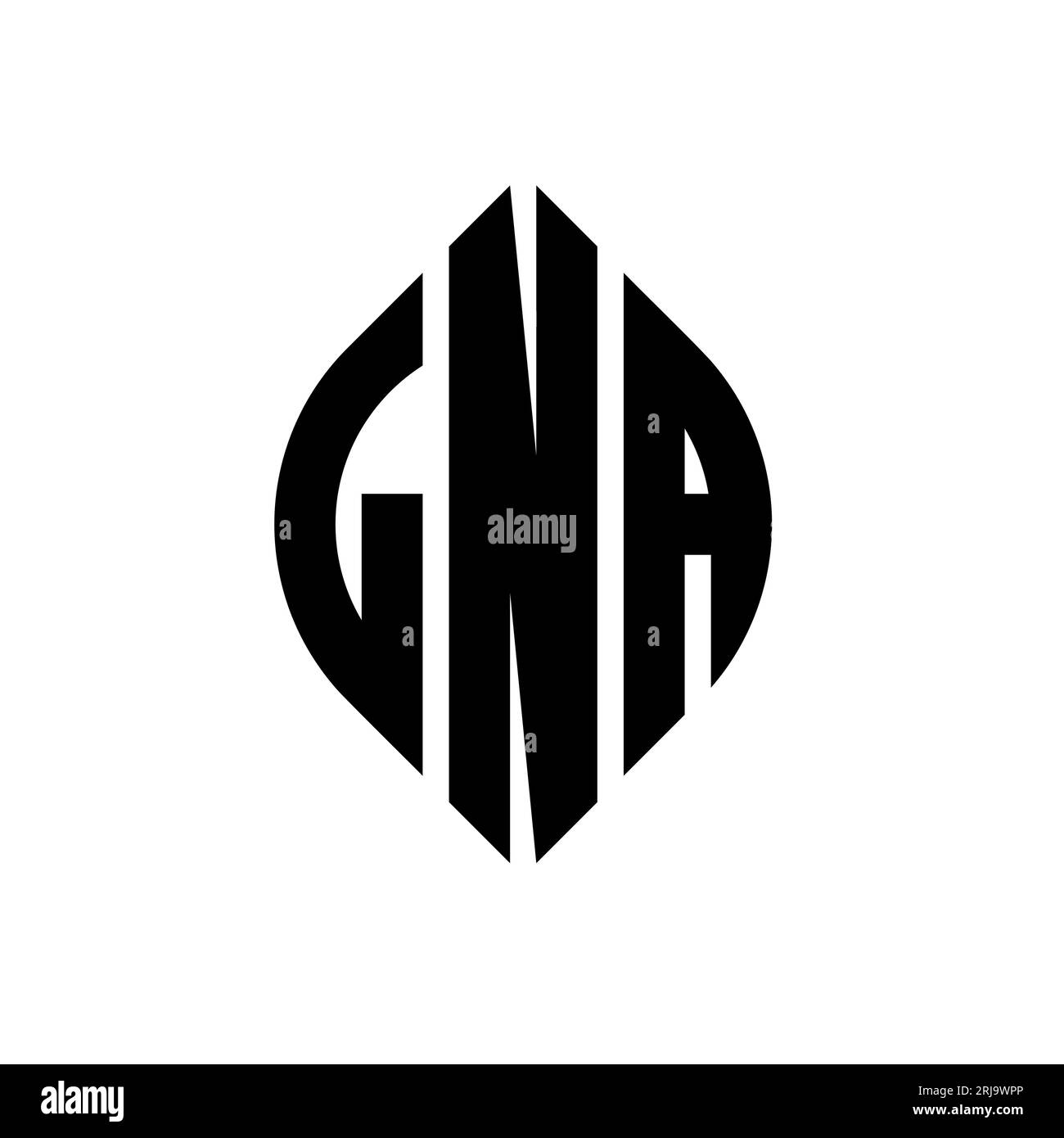LNA circle letter logo design with circle and ellipse shape. LNA