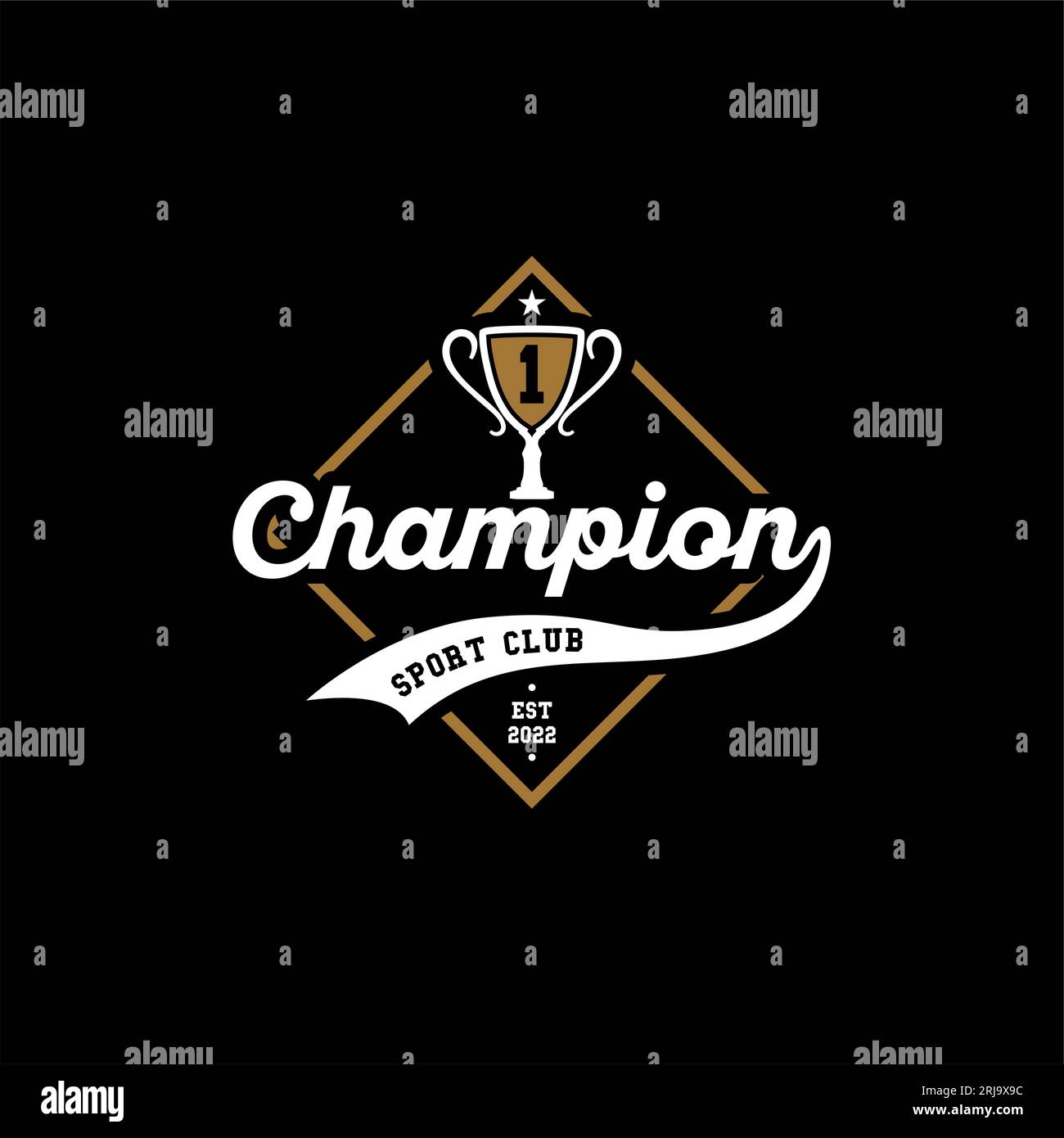 Classic Champion Trophy Label Vector Design Stock Vector