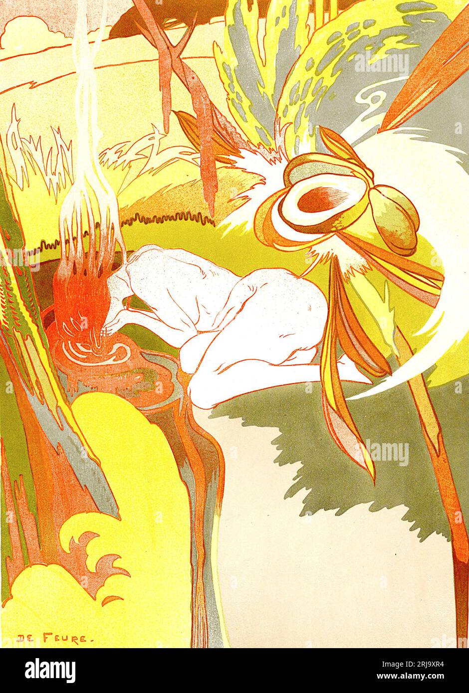 Georges de Feure - The Source of Evil - Evil Spring - Deadly Woman Stock Photo